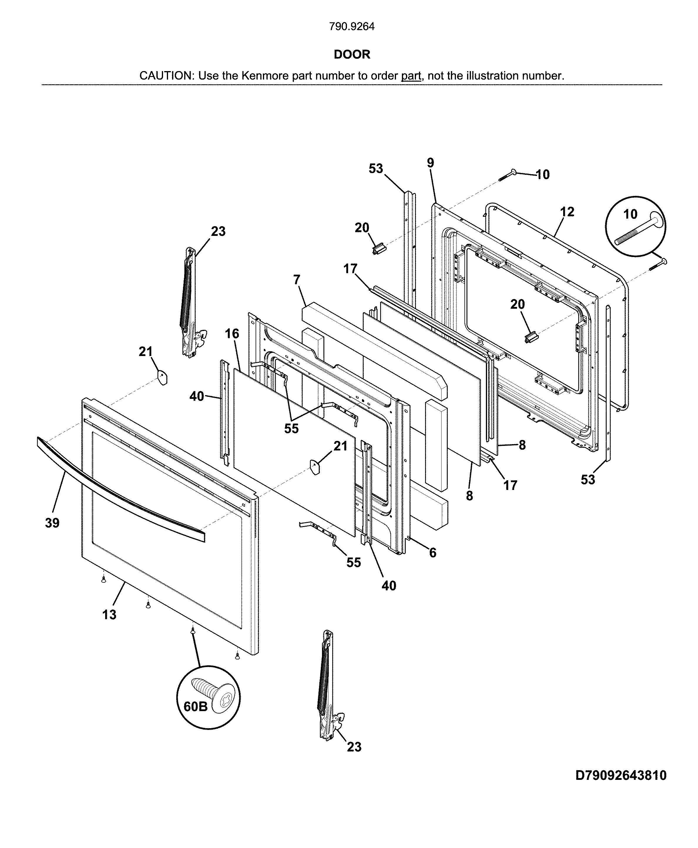 Kenmore 79092643810 door diagram