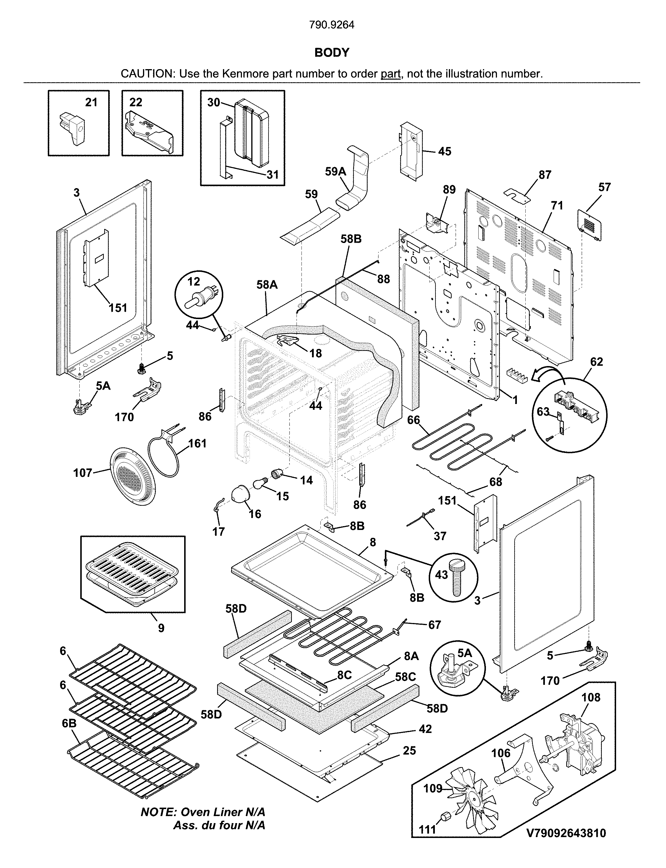 Kenmore 79092642810 body diagram