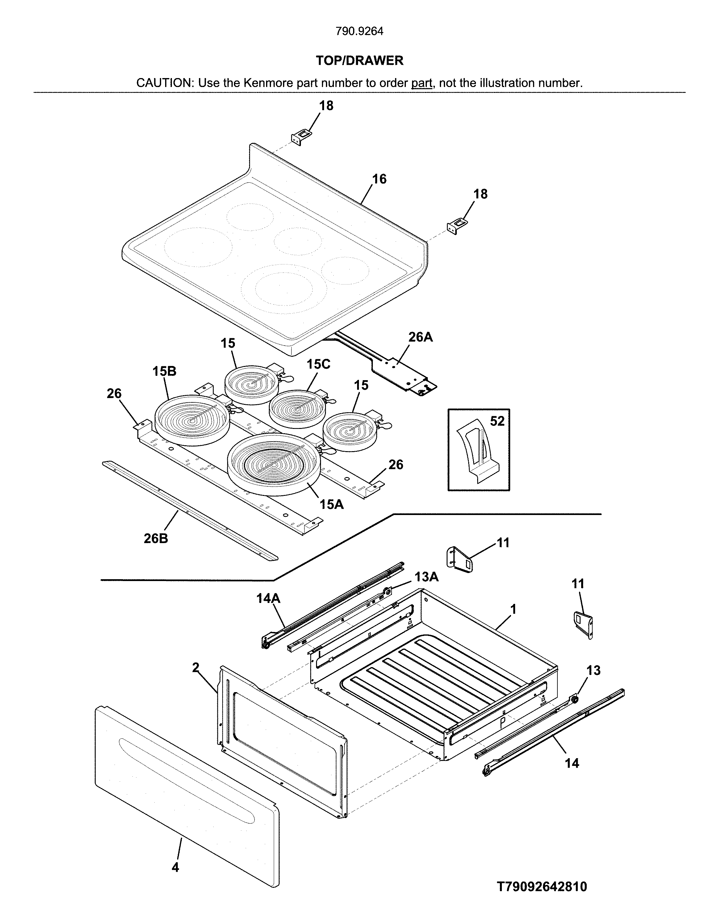 Kenmore 79092642810 top/drawer diagram