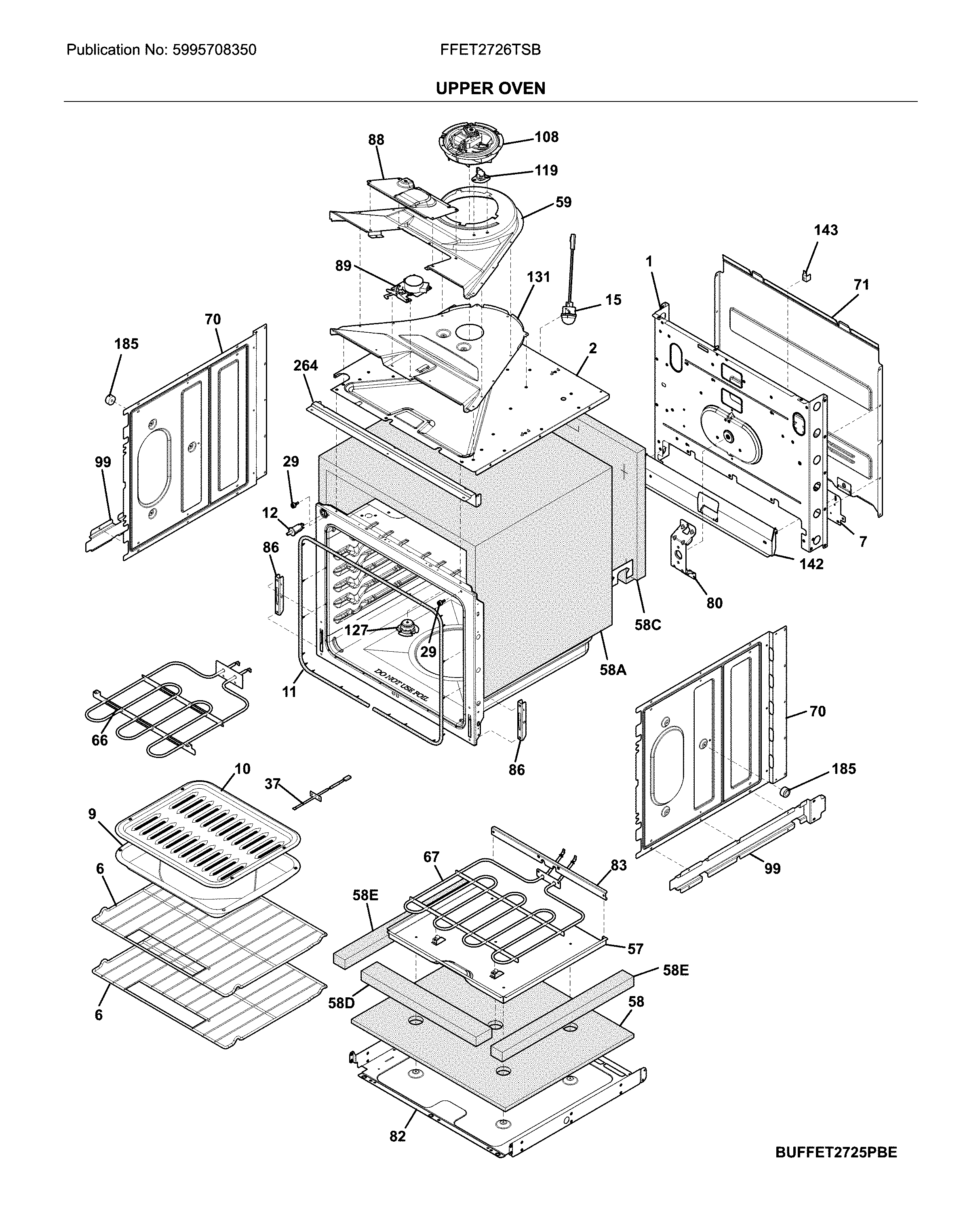 Frigidaire FFET2726TSB upper oven diagram