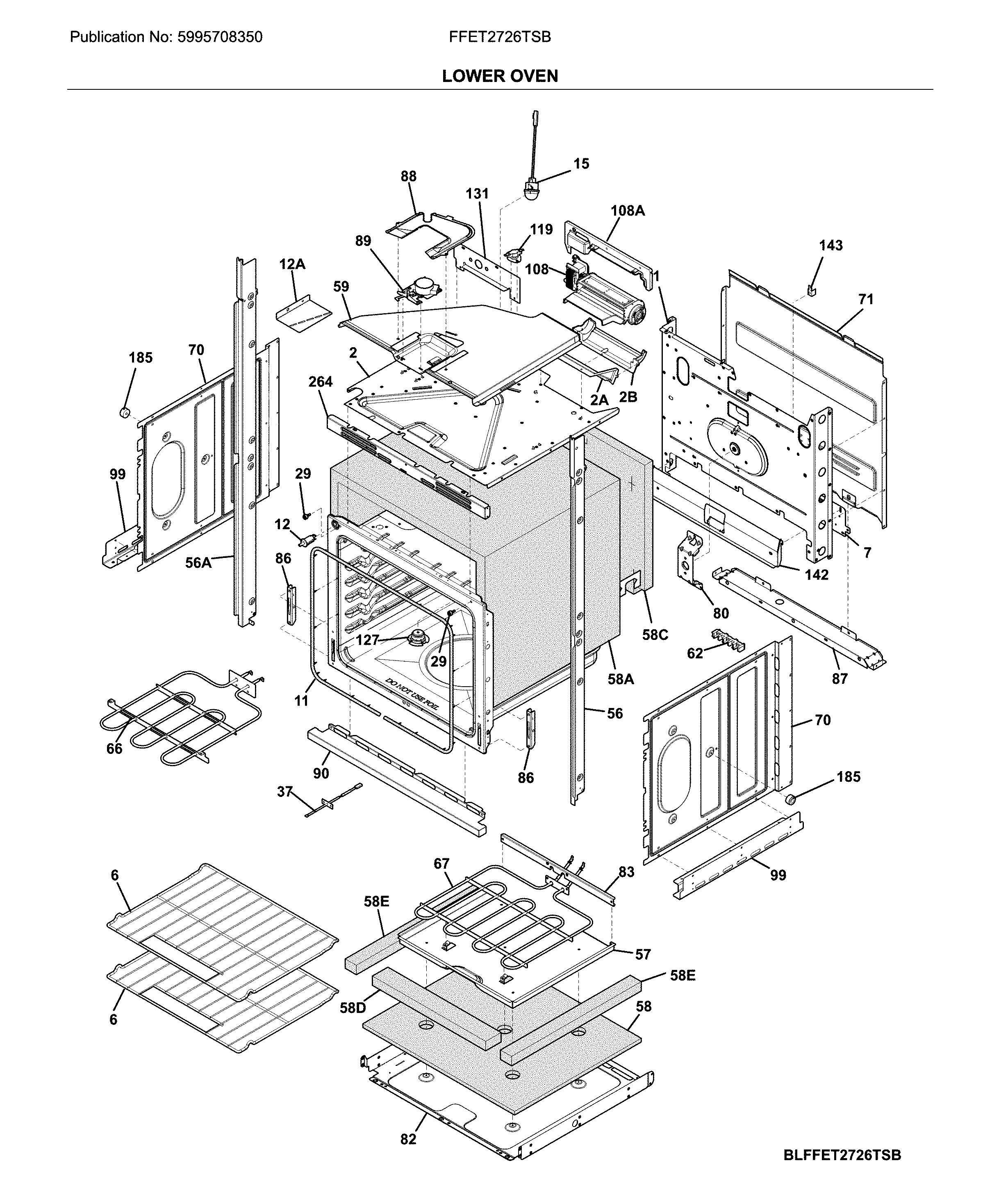 Frigidaire FFET2726TSB lower oven diagram