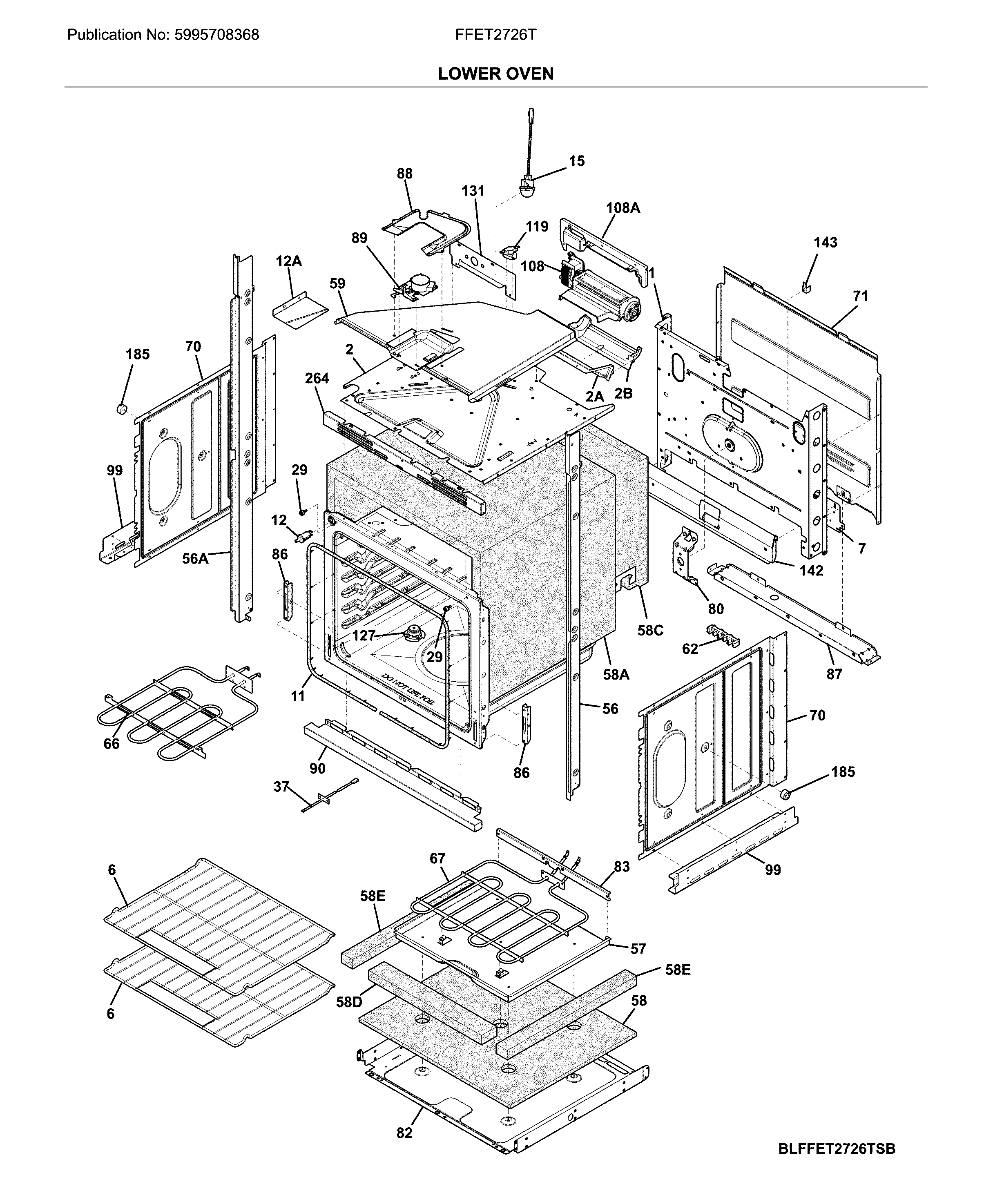 Frigidaire FFET2726TWB lower oven diagram