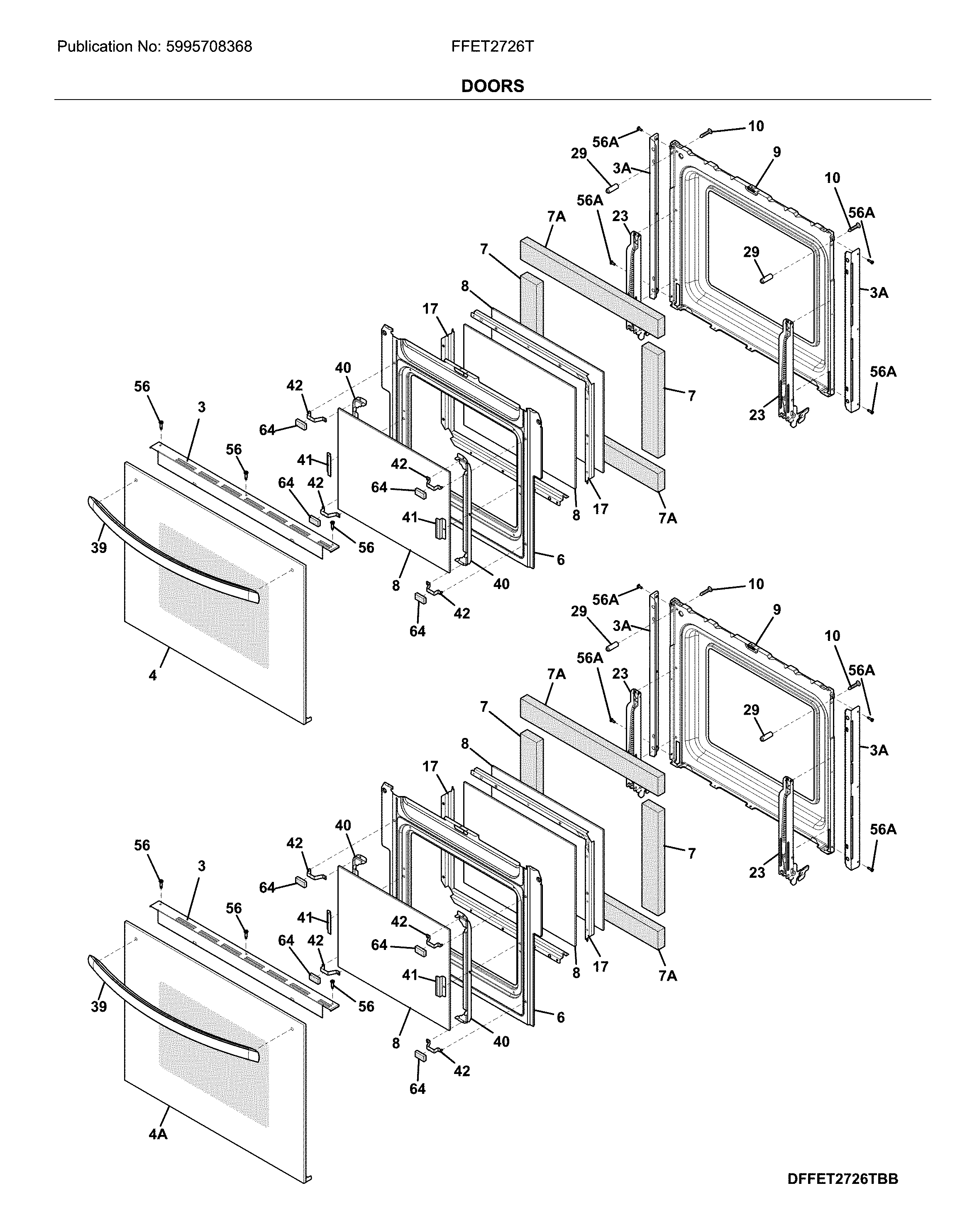 Frigidaire FFET2726TWB doors diagram