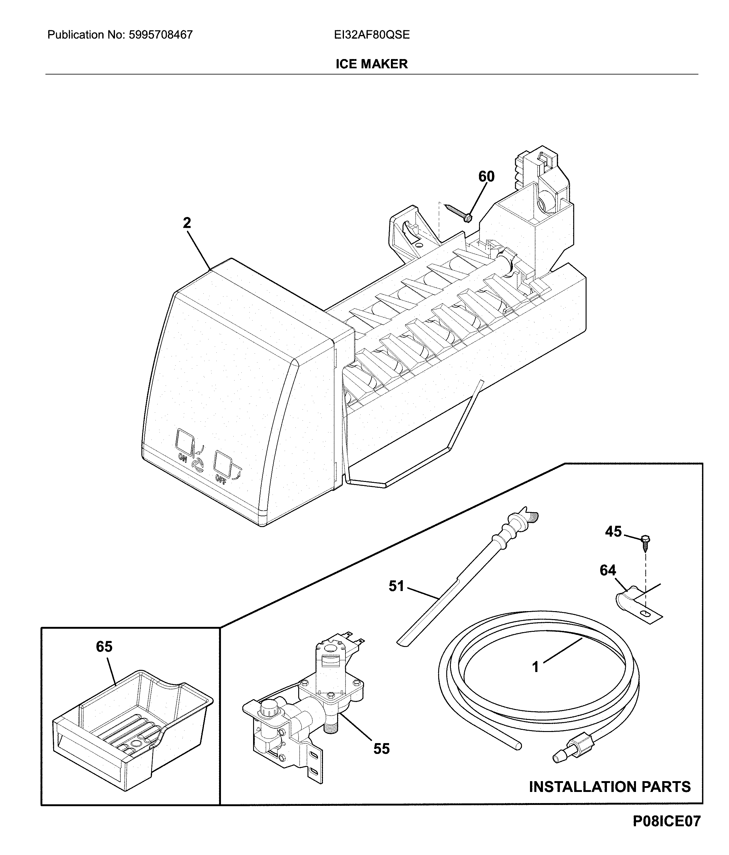 Electrolux EI32AF80QSE ice maker diagram