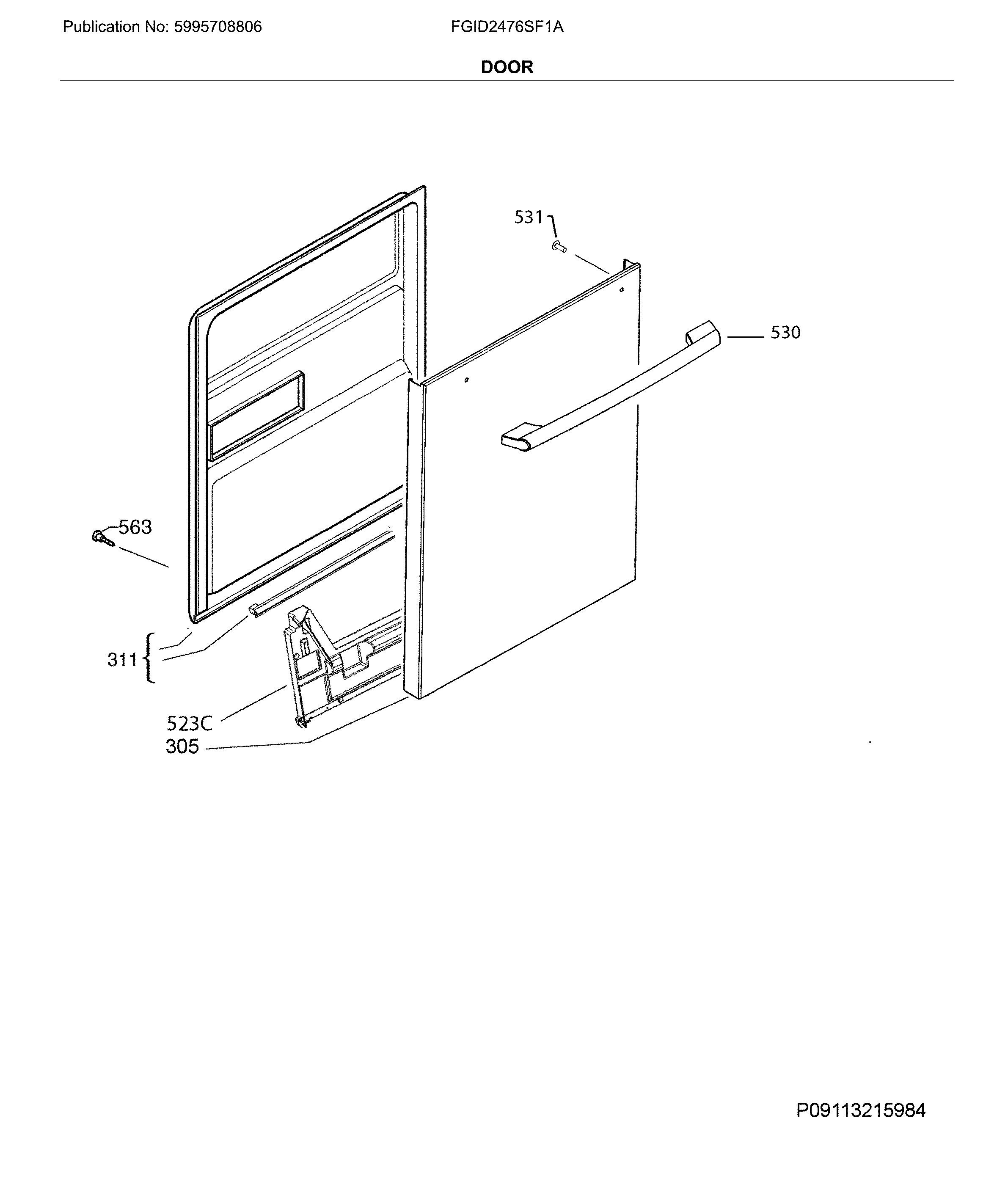 Frigidaire FGID2476SF1A door diagram