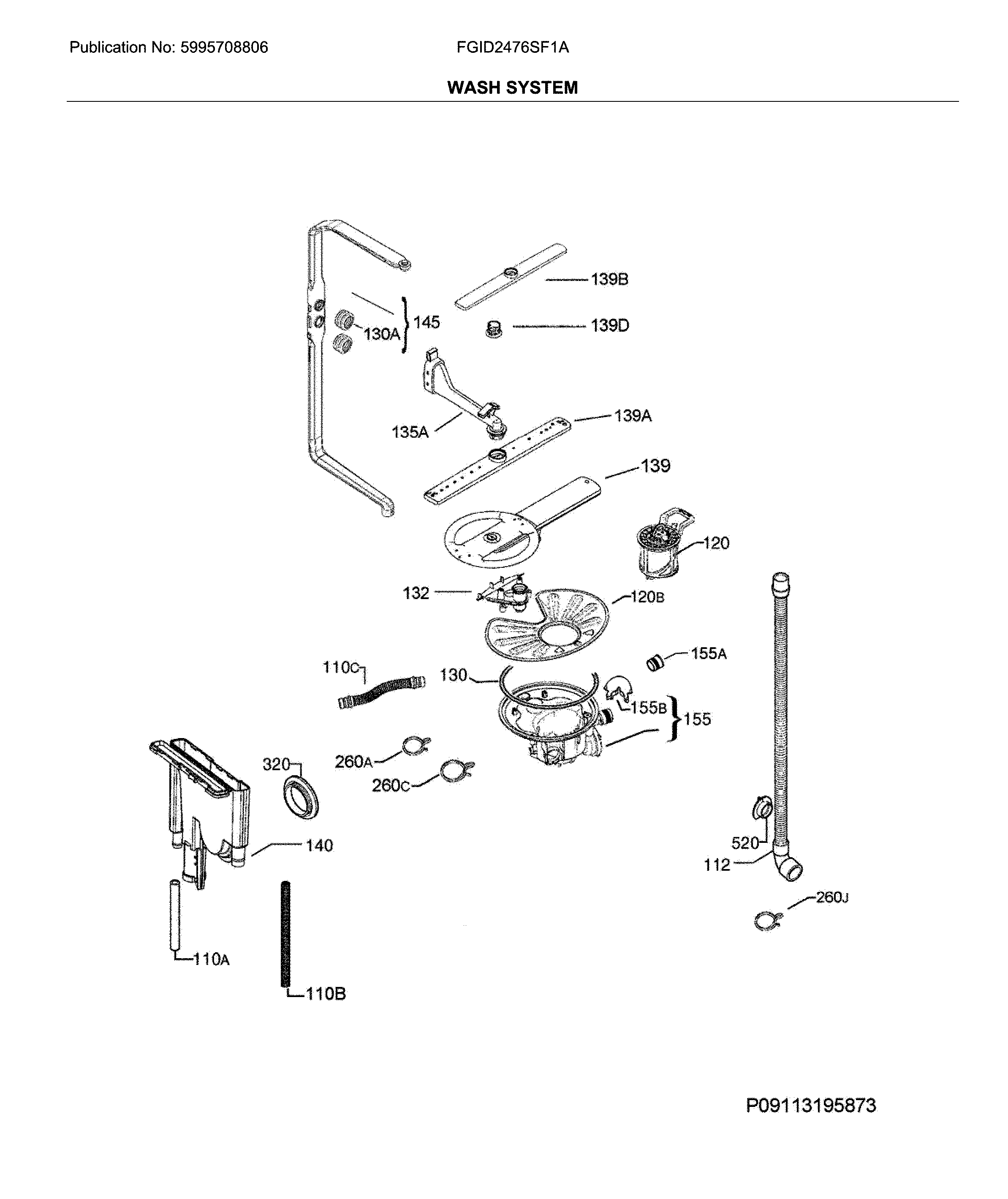 Frigidaire FGID2476SF1A wash system diagram