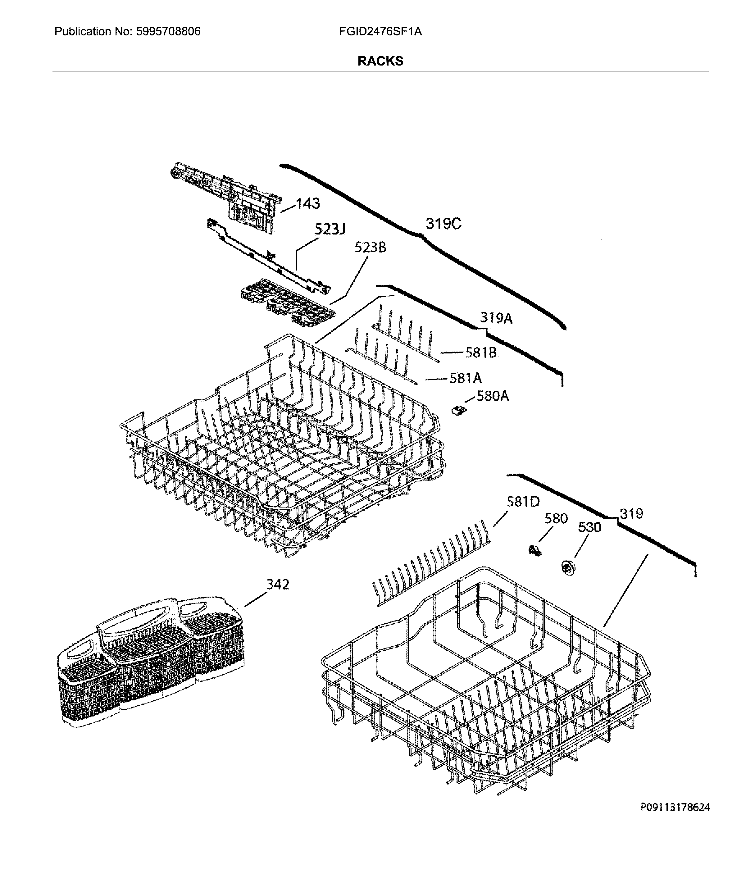 Frigidaire FGID2476SF1A racks diagram