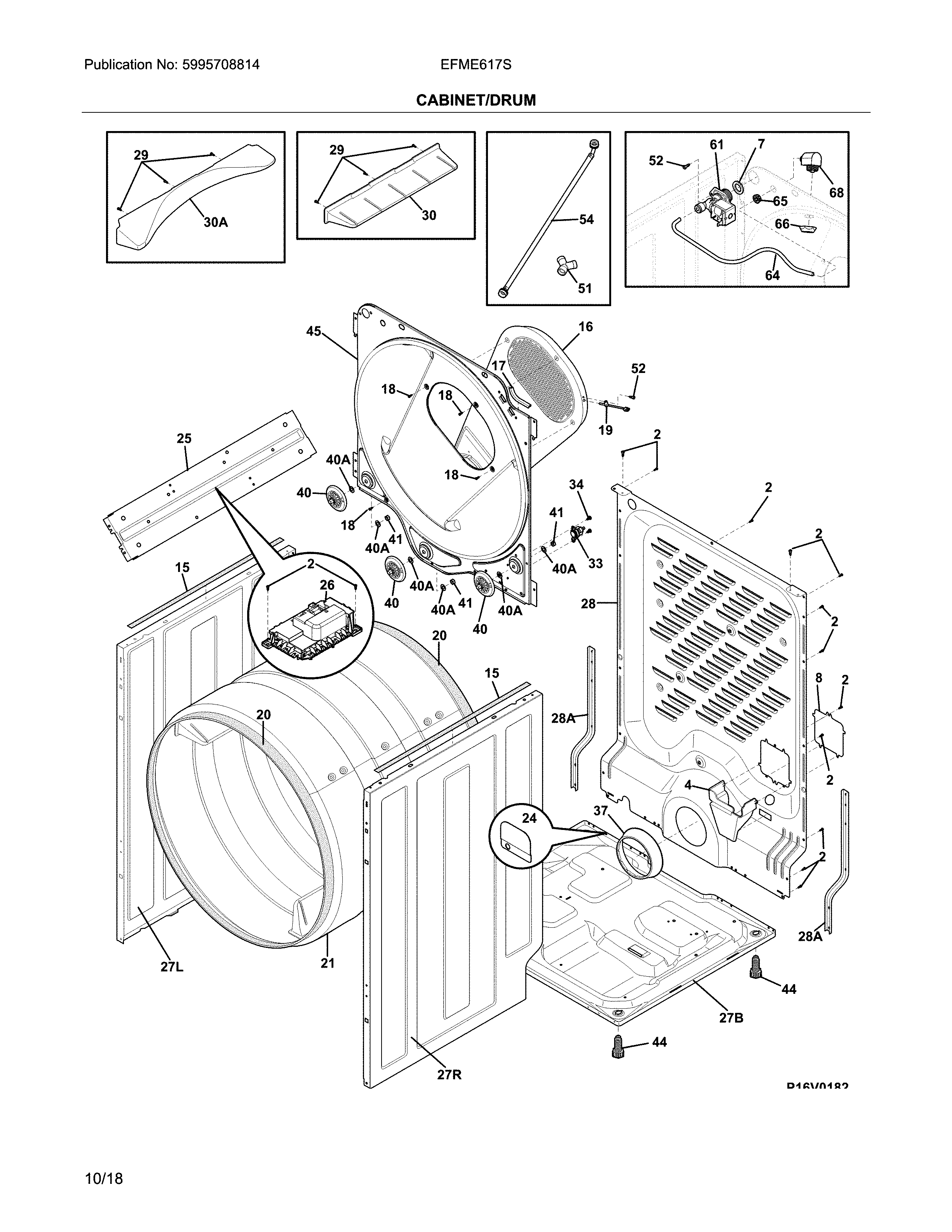 Electrolux EFME617STT0 cabinet/drum diagram