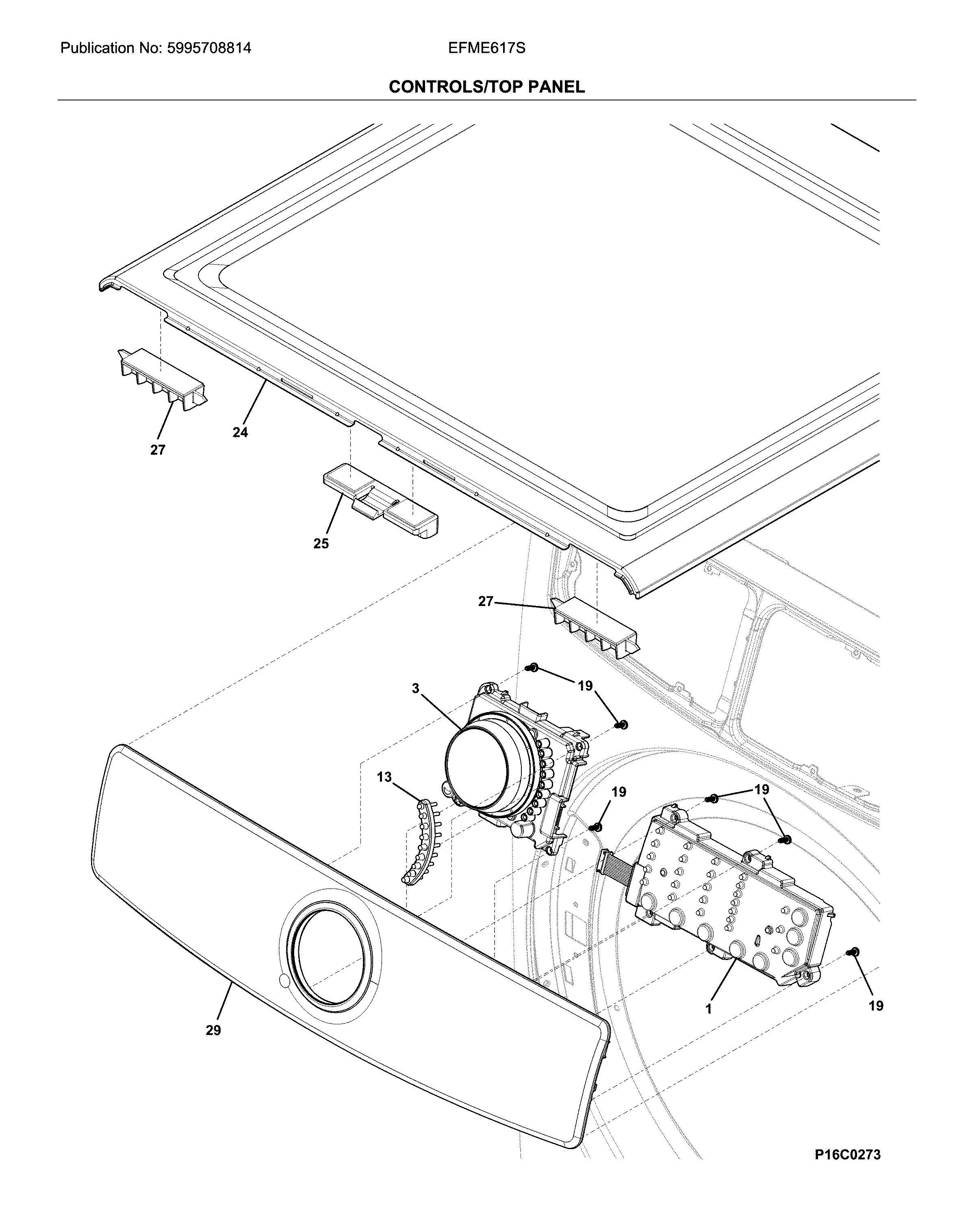Electrolux EFME617STT0 controls/top panel diagram