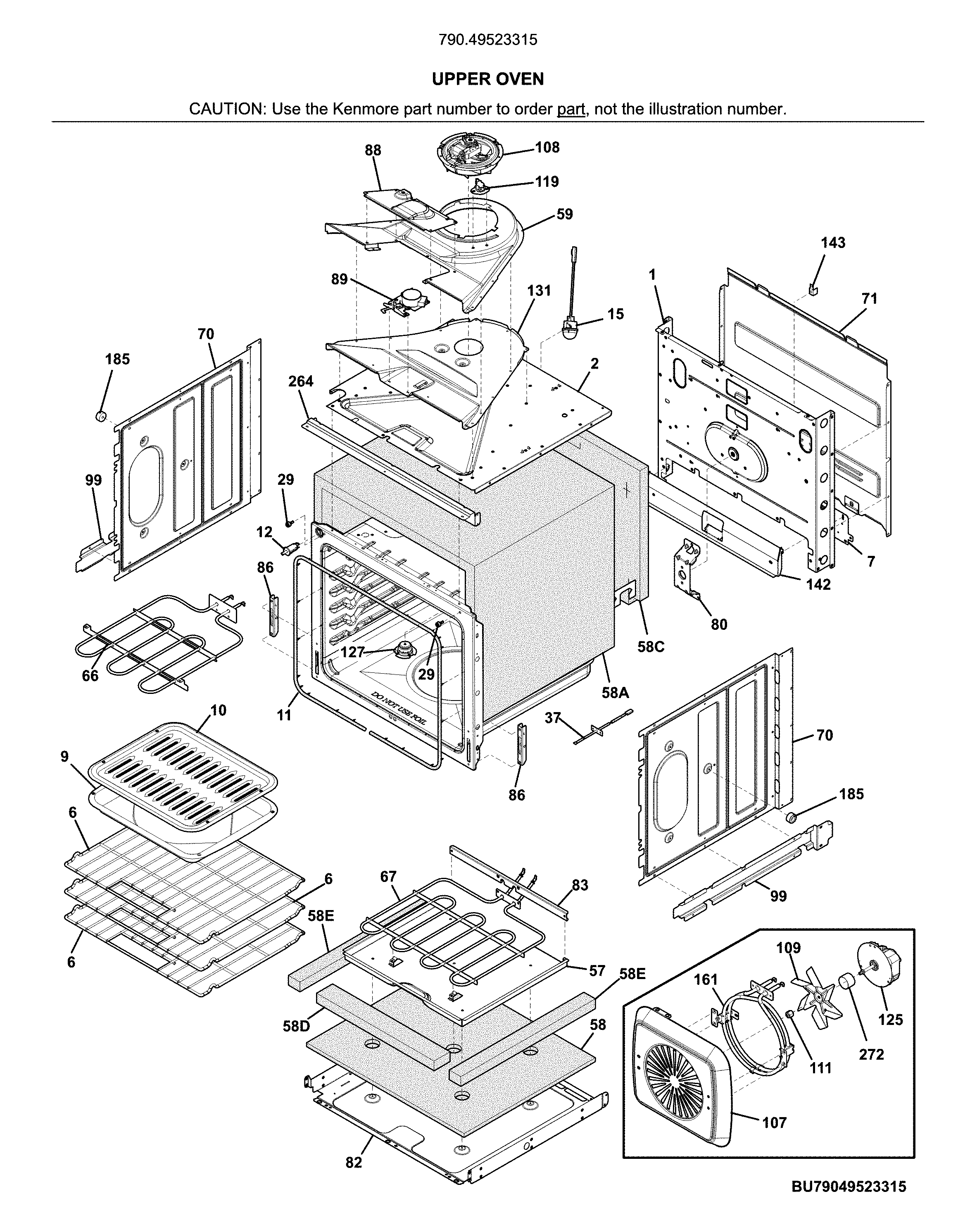Kenmore 79049523315 upper oven diagram