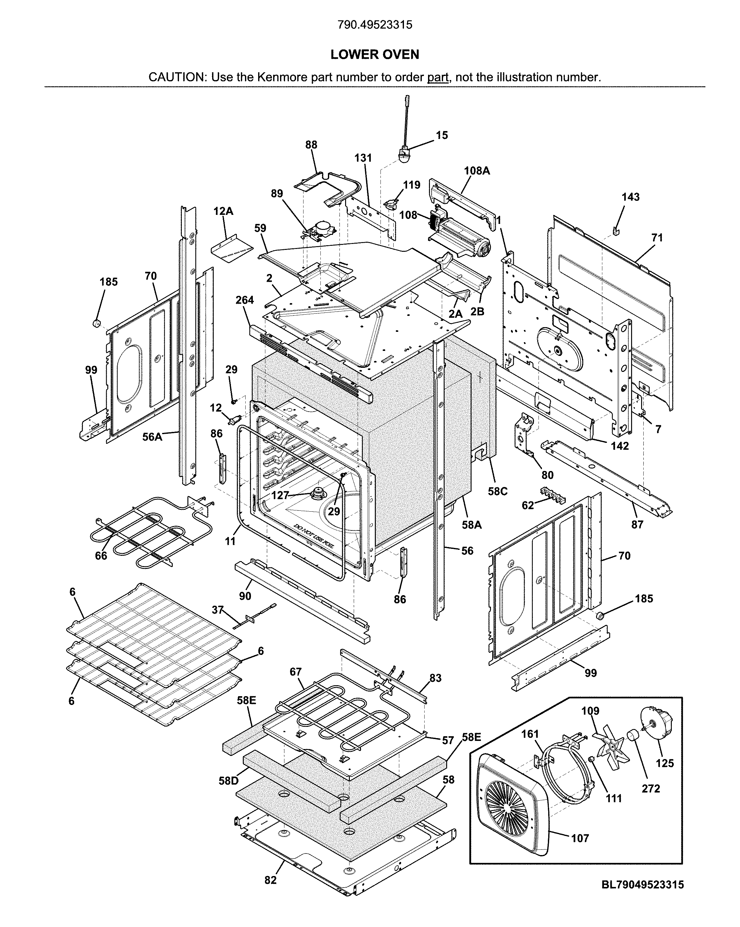 Kenmore 79049523315 lower oven diagram