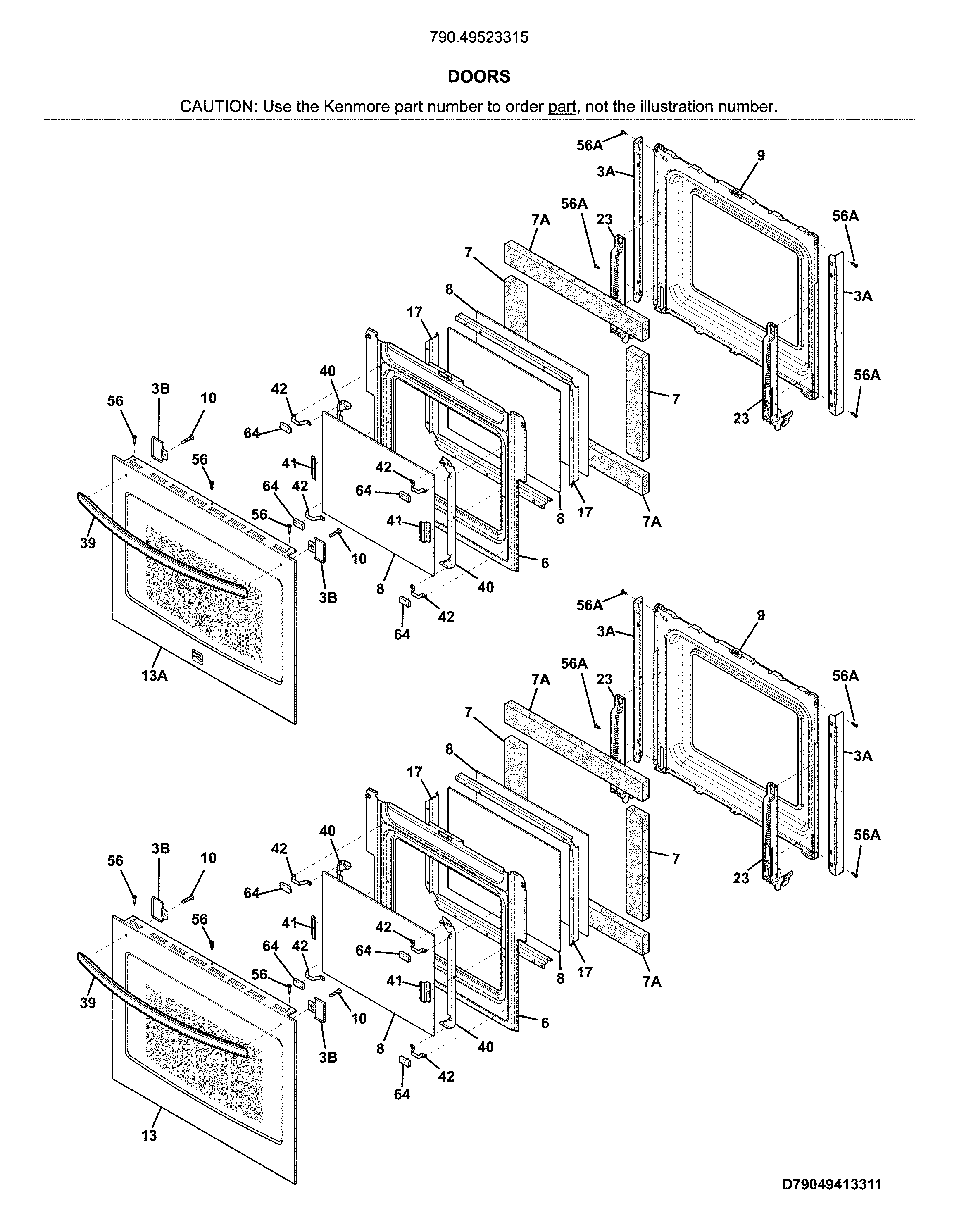 Kenmore 79049523315 doors diagram