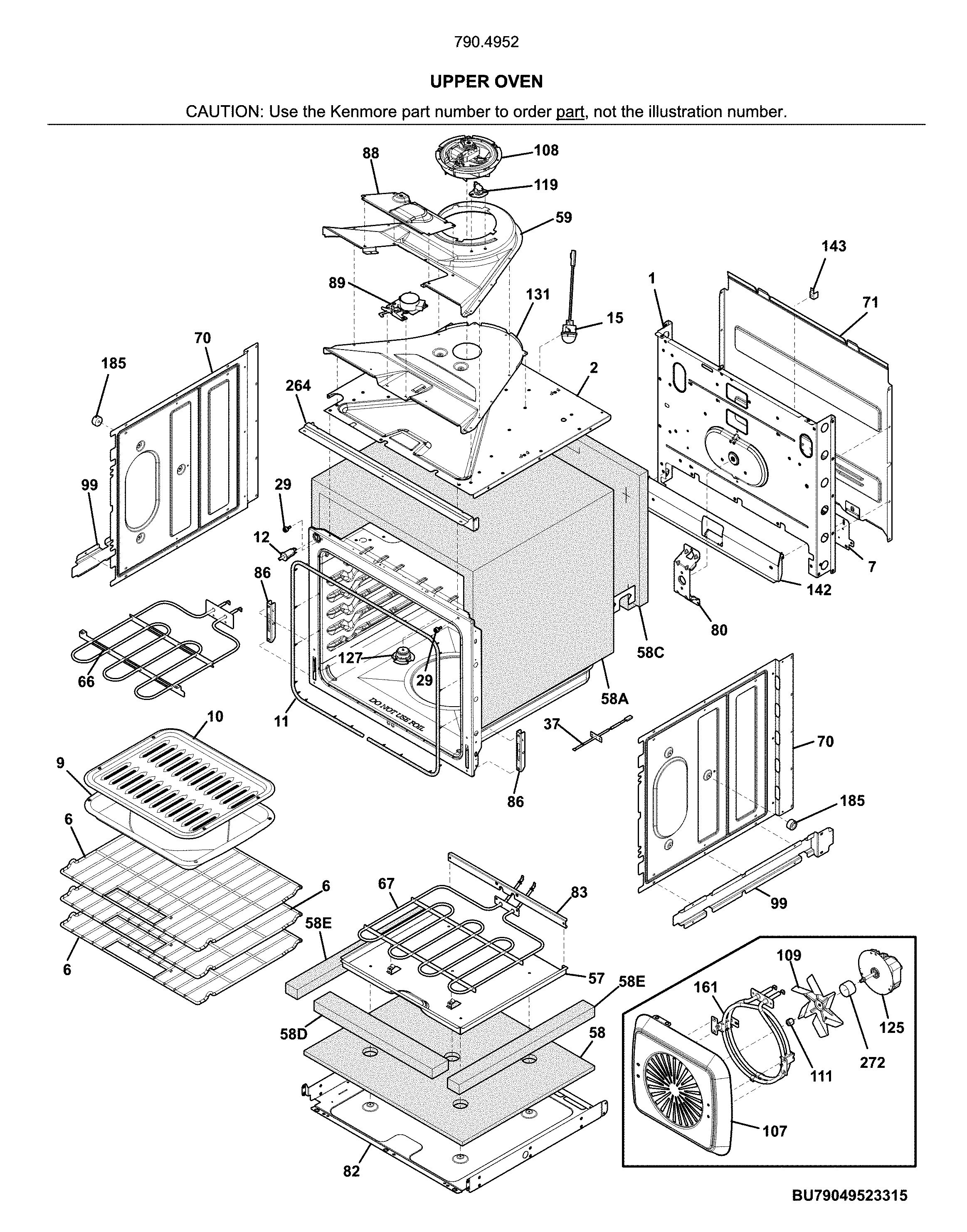 Kenmore 79049522316 upper oven diagram
