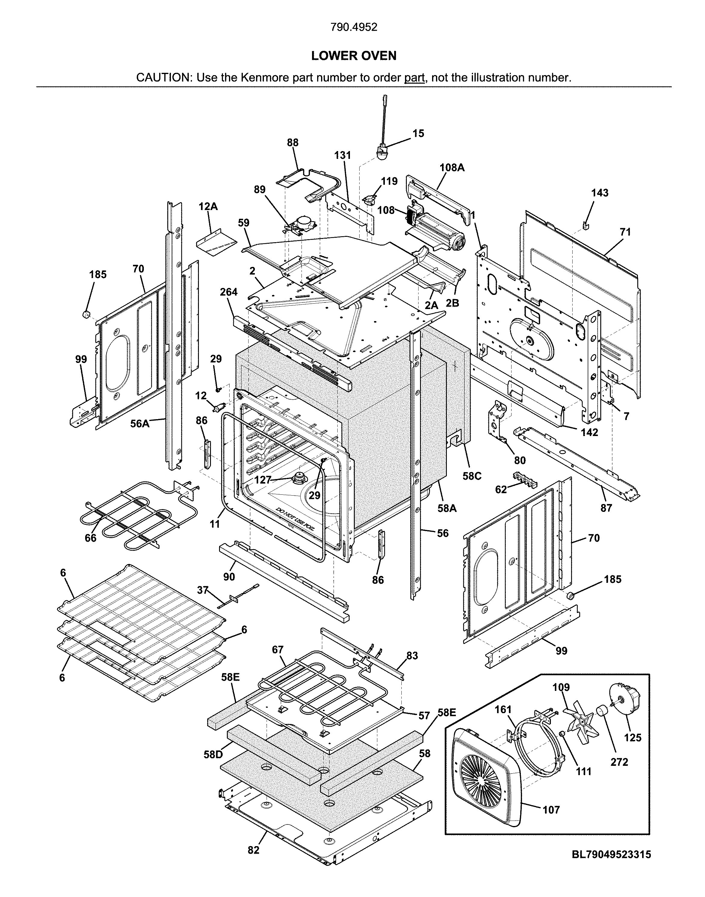 Kenmore 79049522316 lower oven diagram