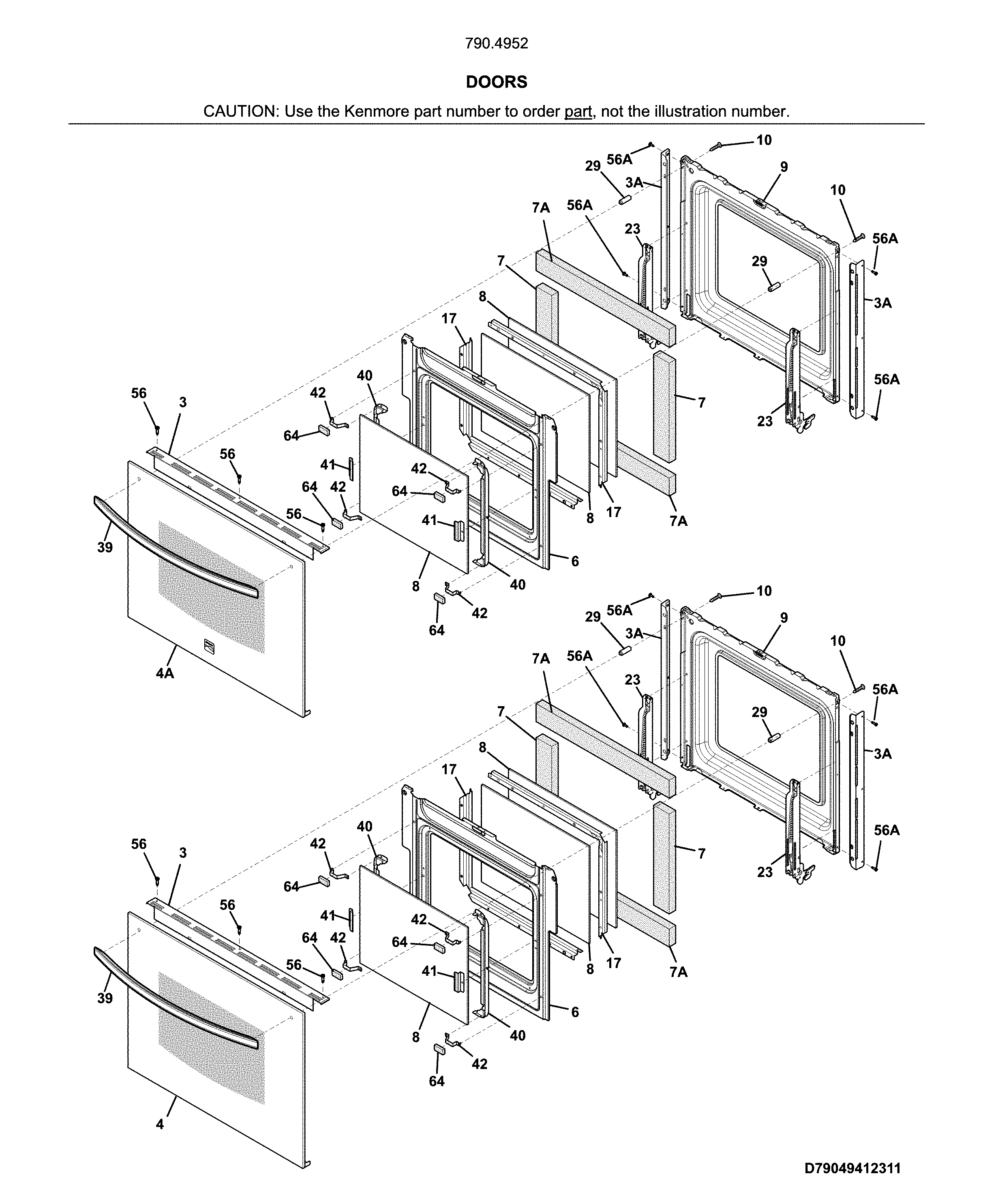 Kenmore 79049522316 doors diagram