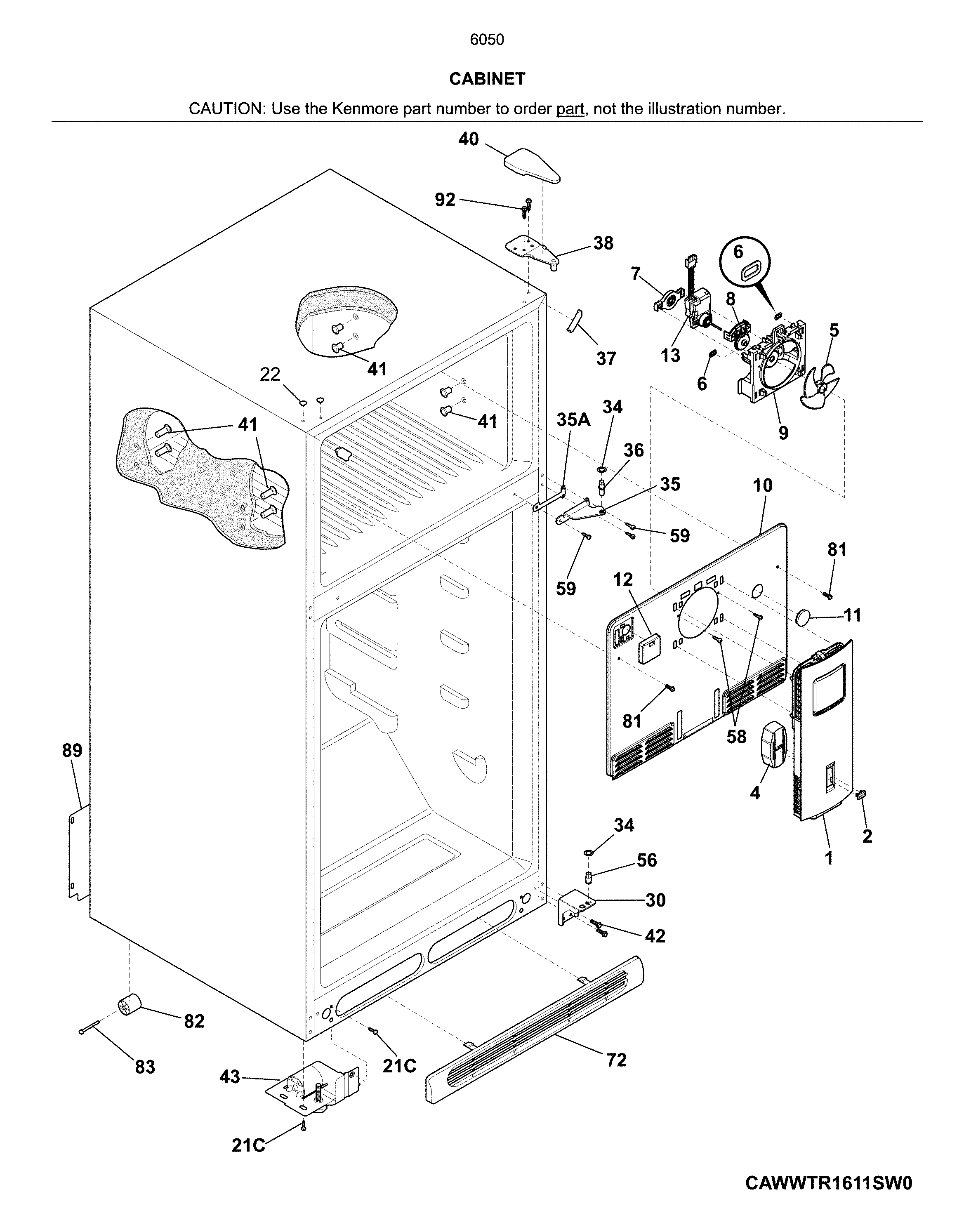 Kenmore 25360509619 cabinet diagram