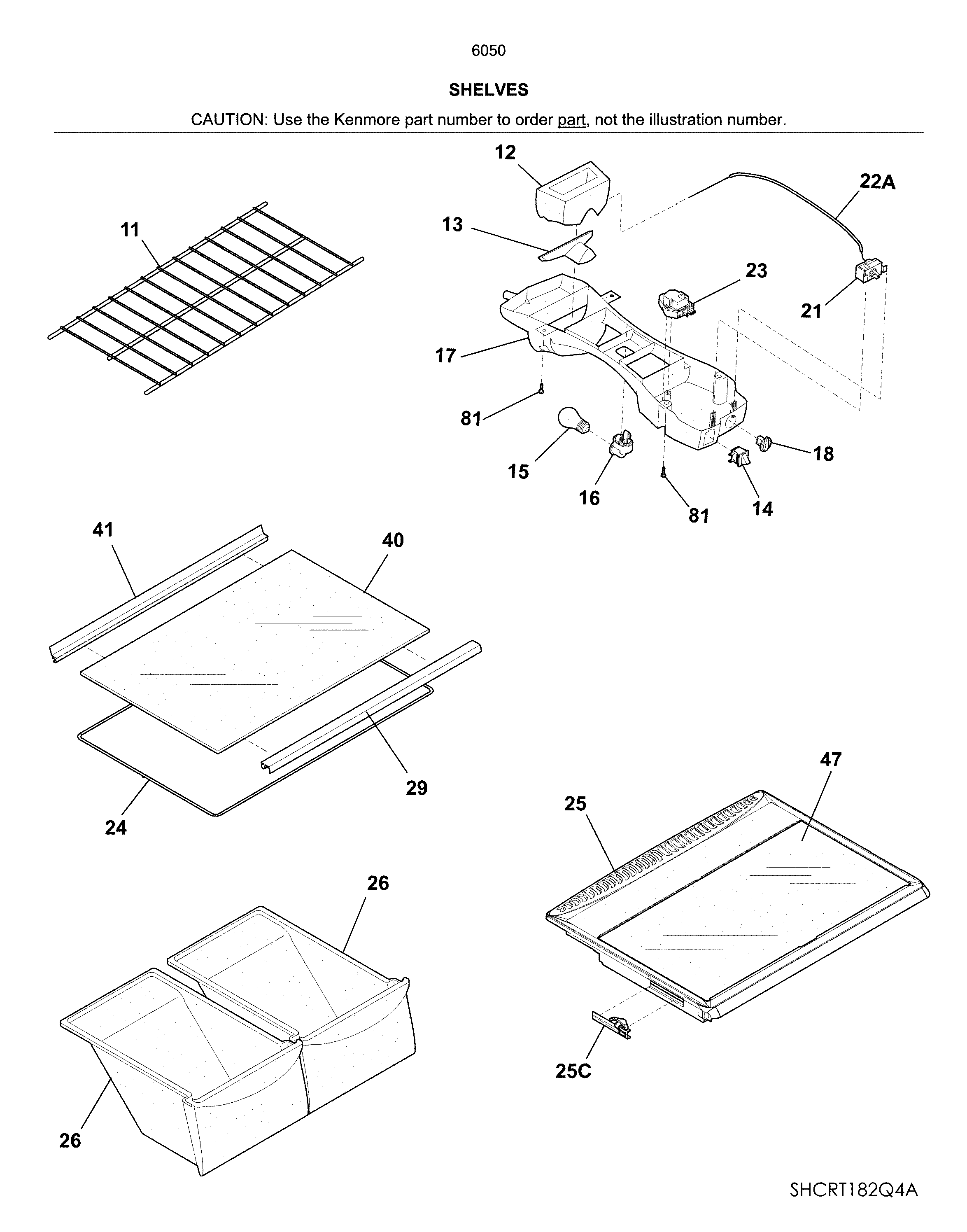 Kenmore 25360509619 shelves diagram