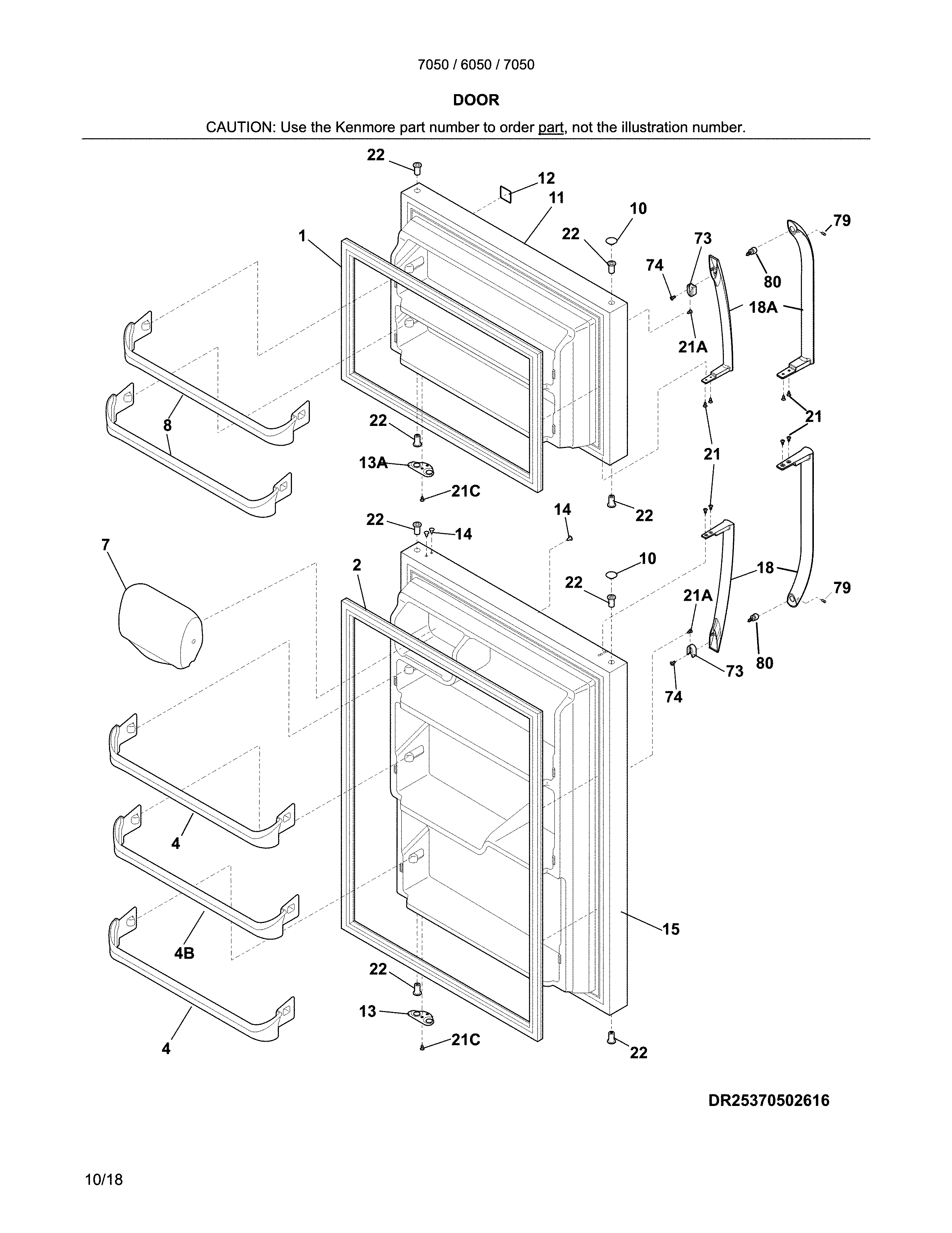 Kenmore 25370505619 doors diagram
