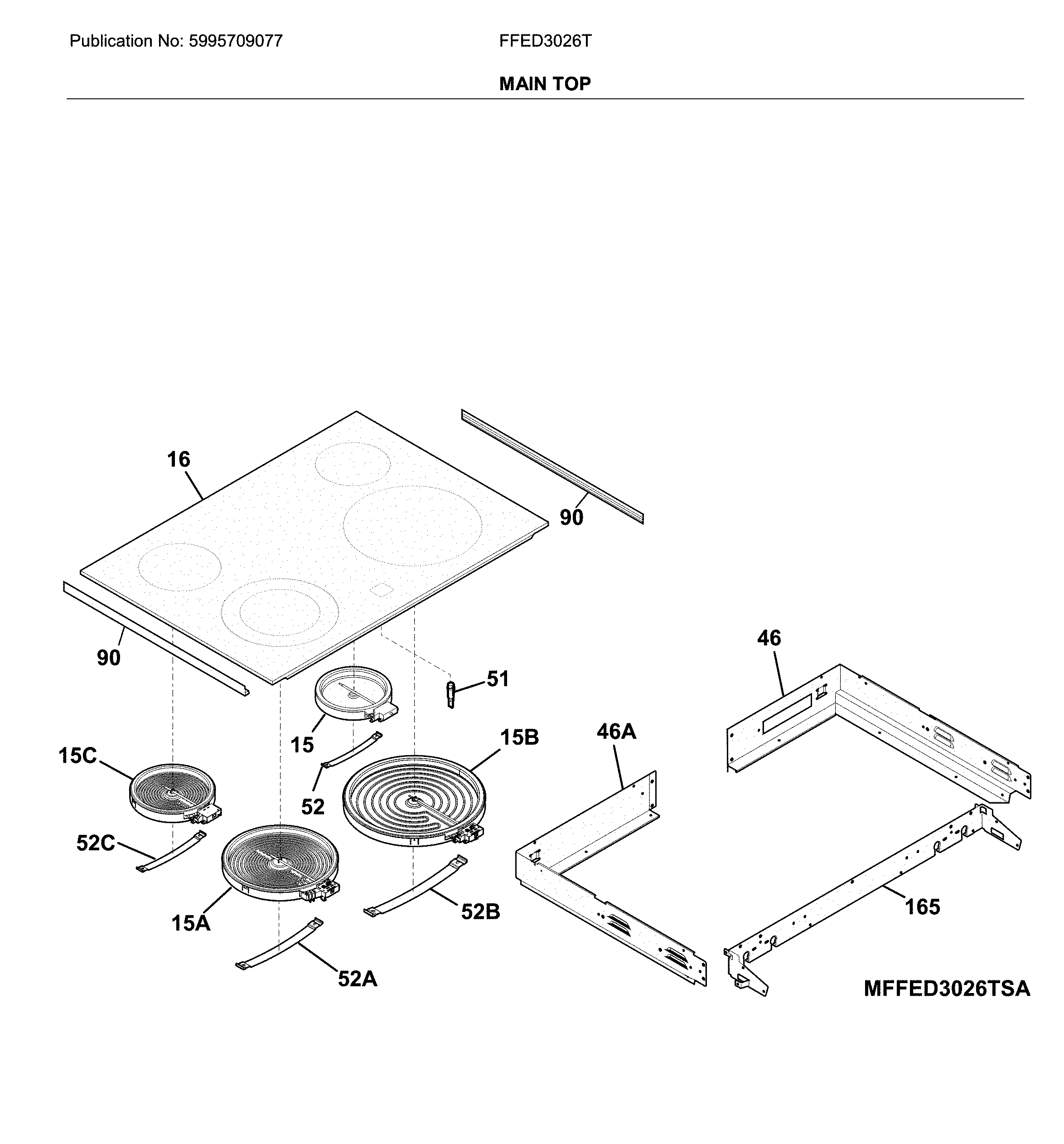 Frigidaire FFED3026TBC main top diagram