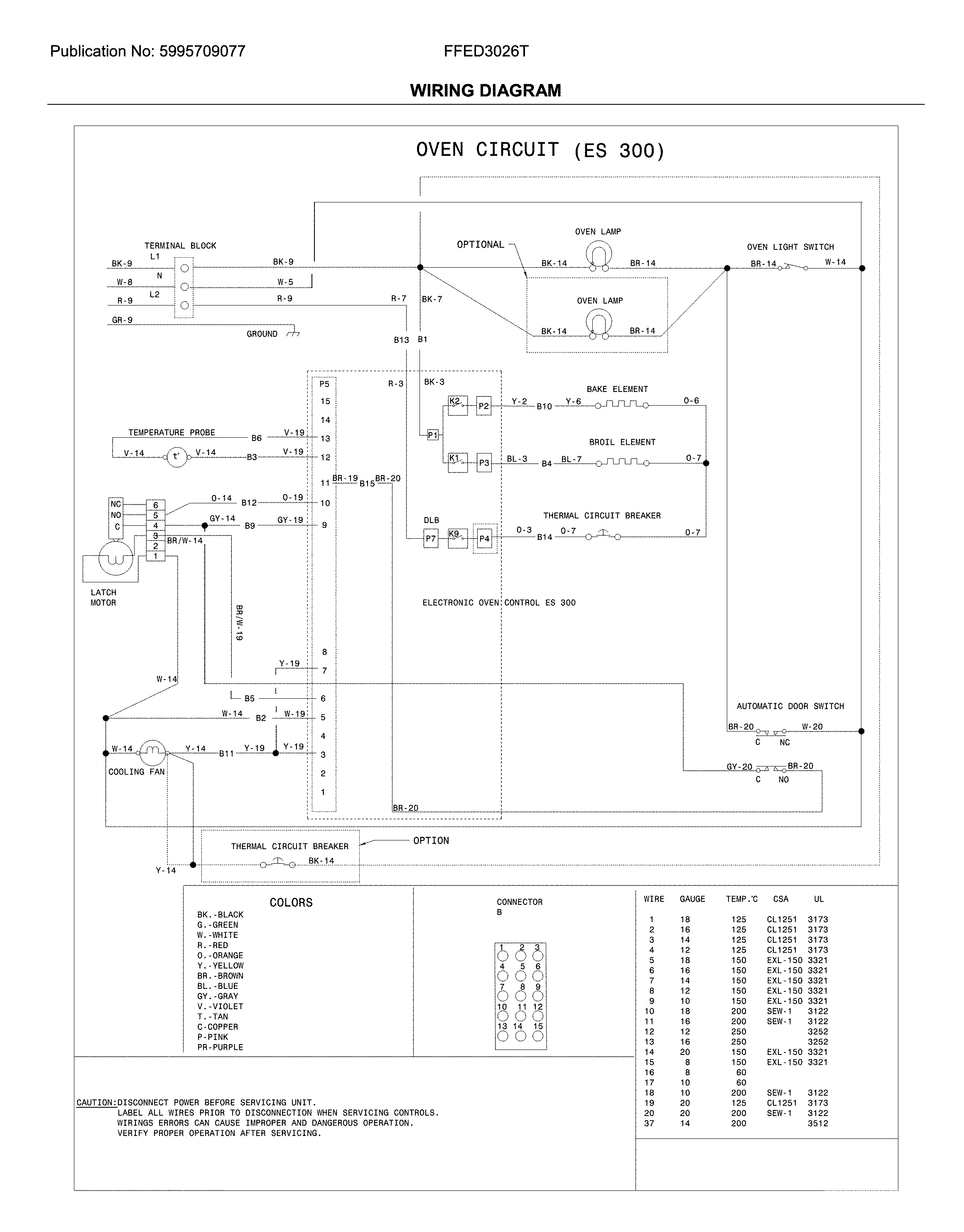 Frigidaire FFED3026TBC wiring diagram diagram
