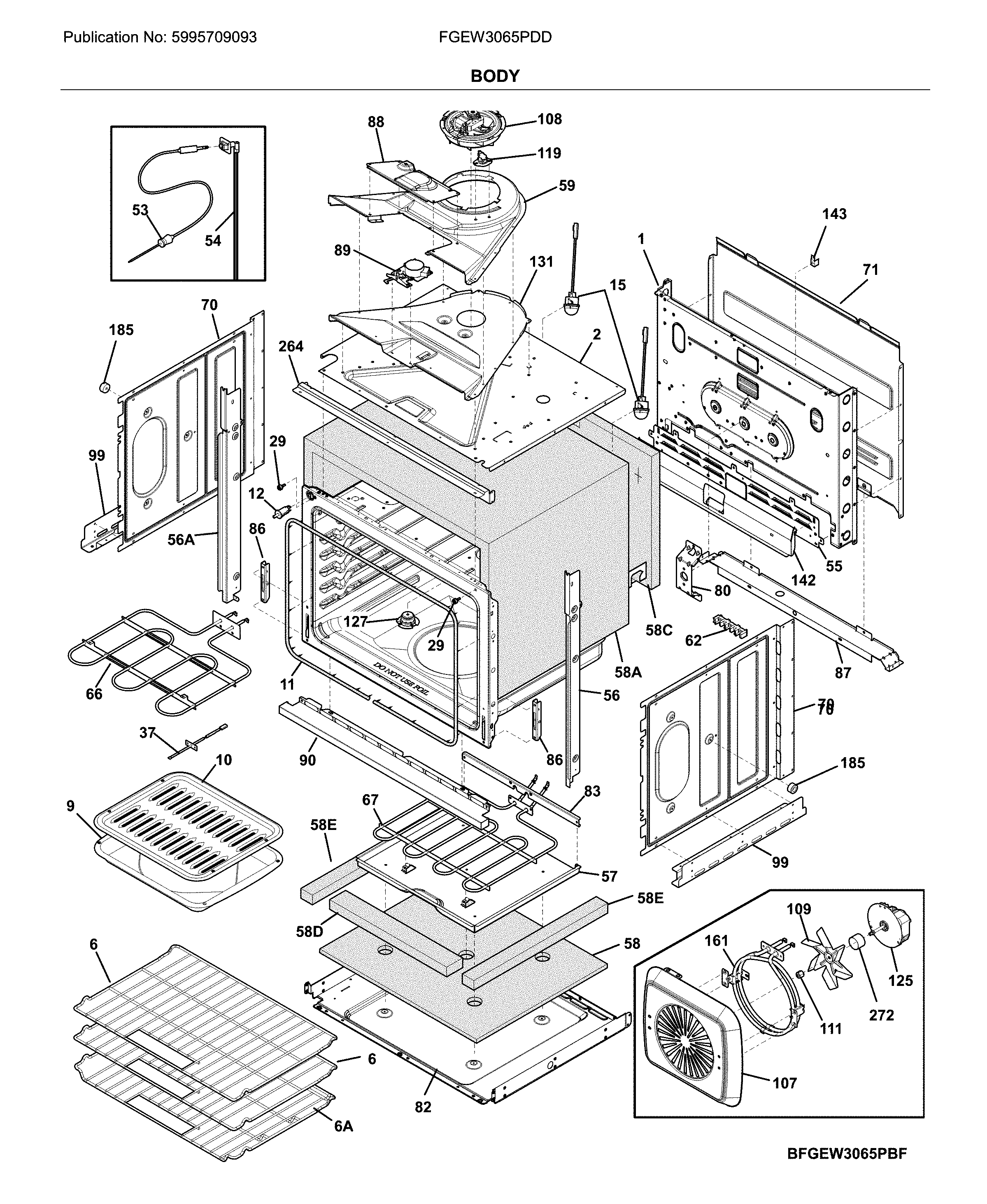 Frigidaire FGEW3065PDD body diagram