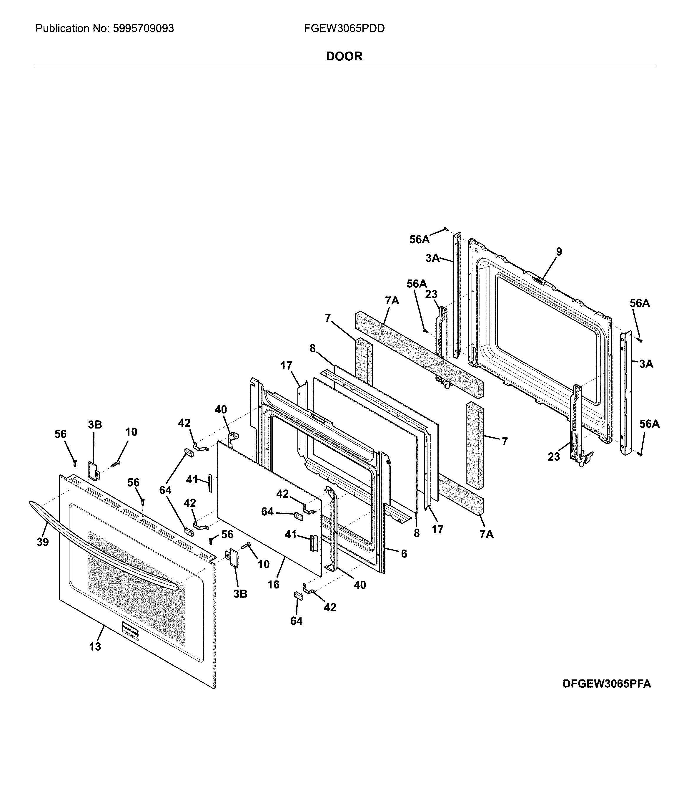 Frigidaire FGEW3065PDD door diagram