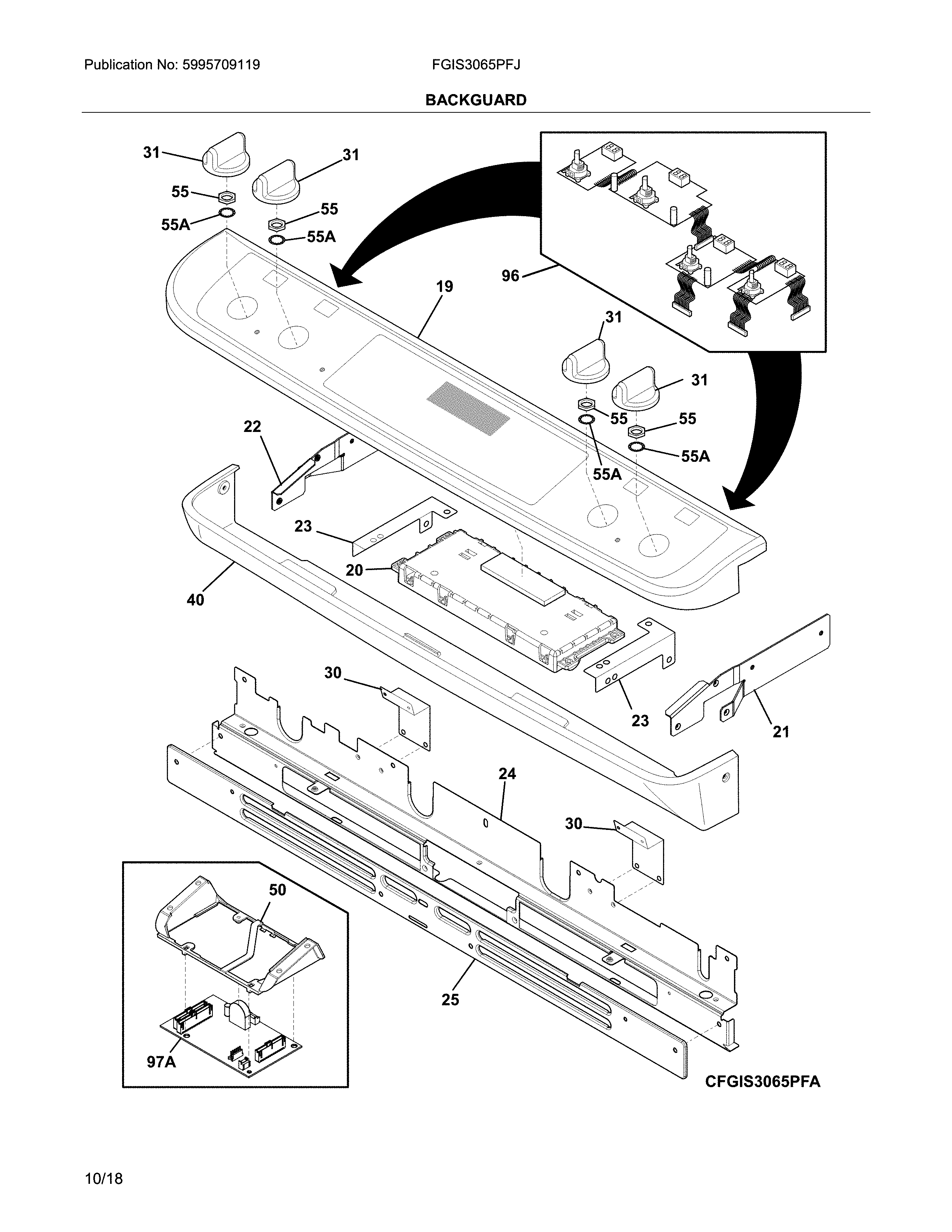 Frigidaire FGIS3065PFJ backguard diagram