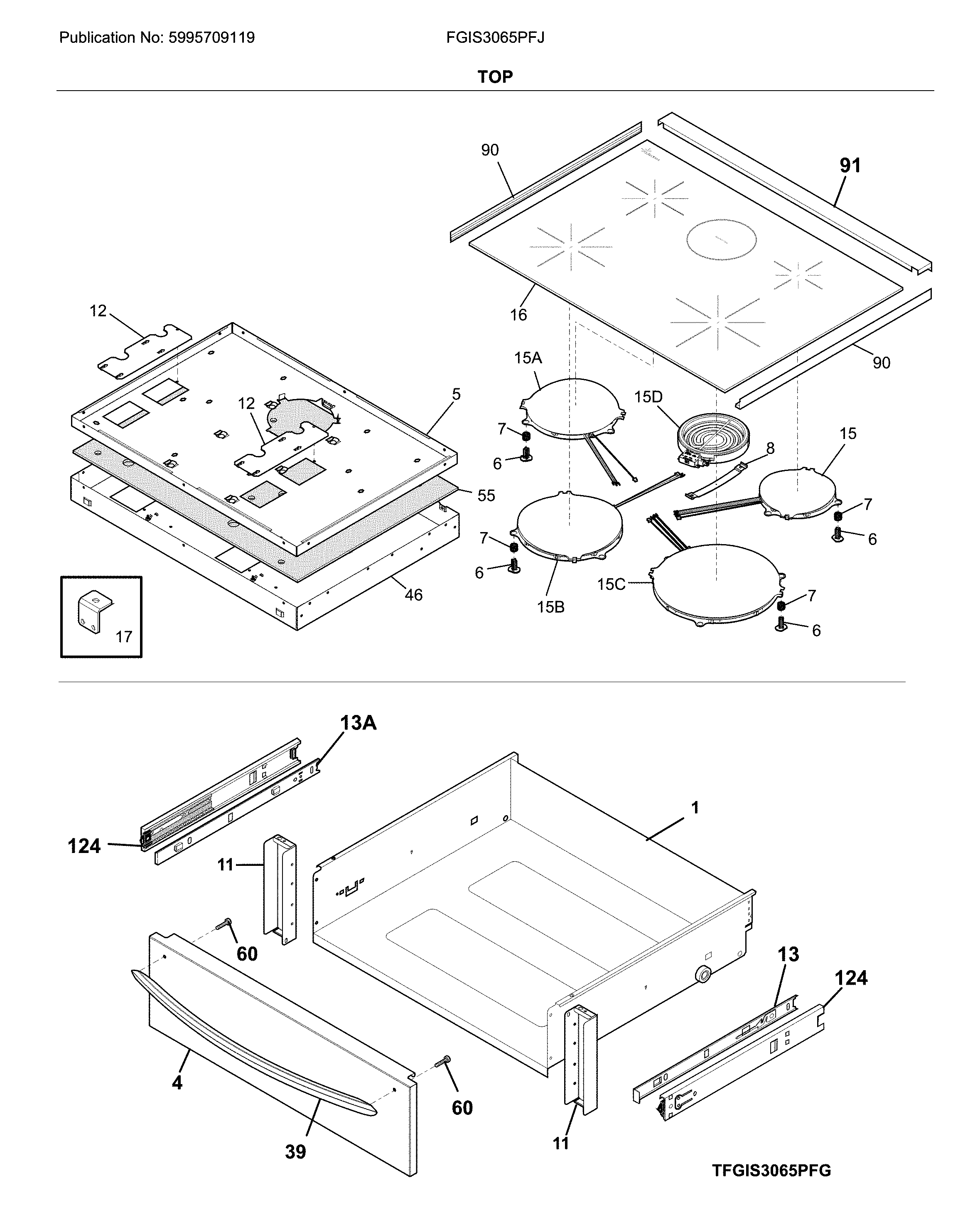 Frigidaire FGIS3065PFJ top diagram