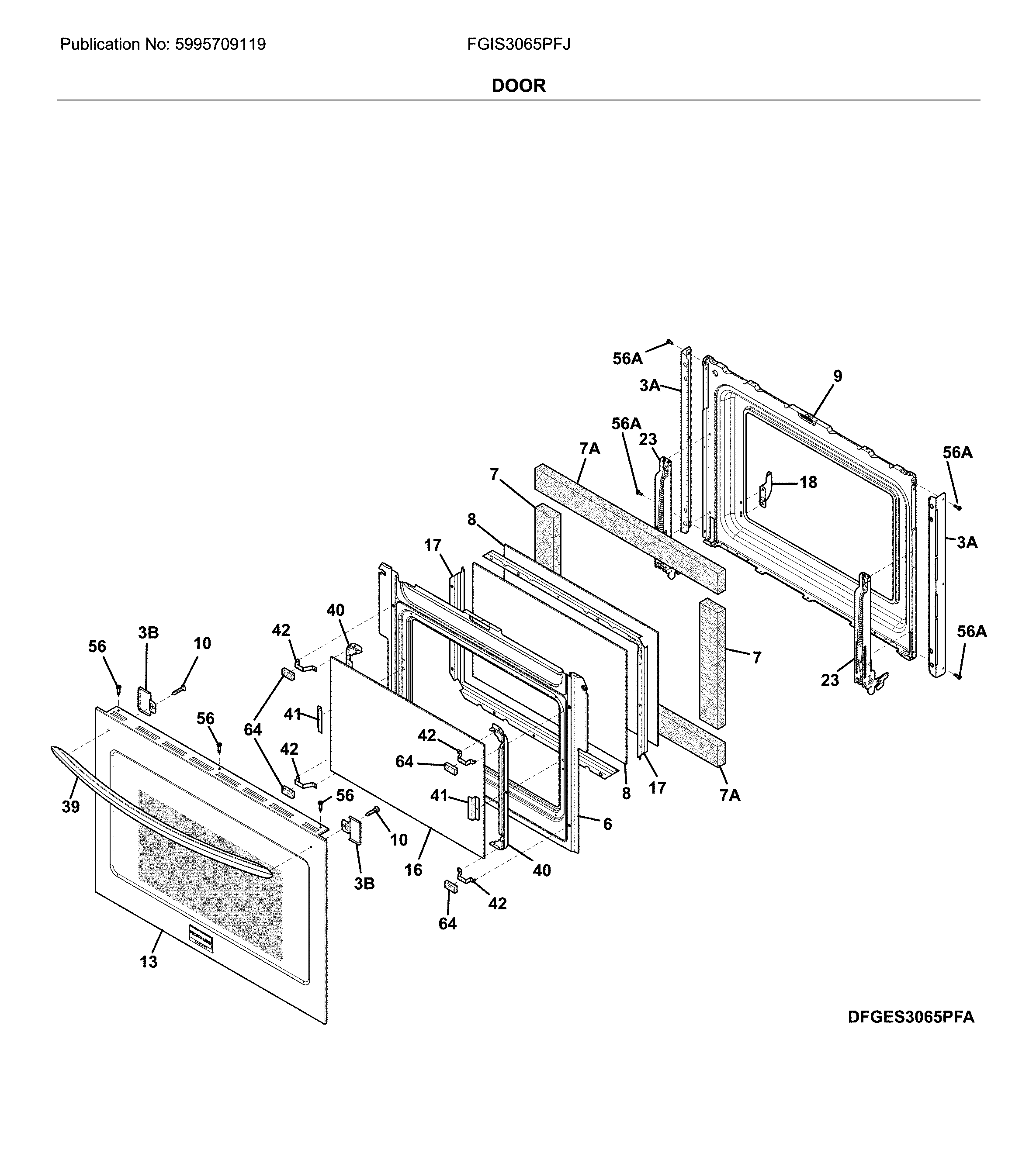 Frigidaire FGIS3065PFJ door diagram