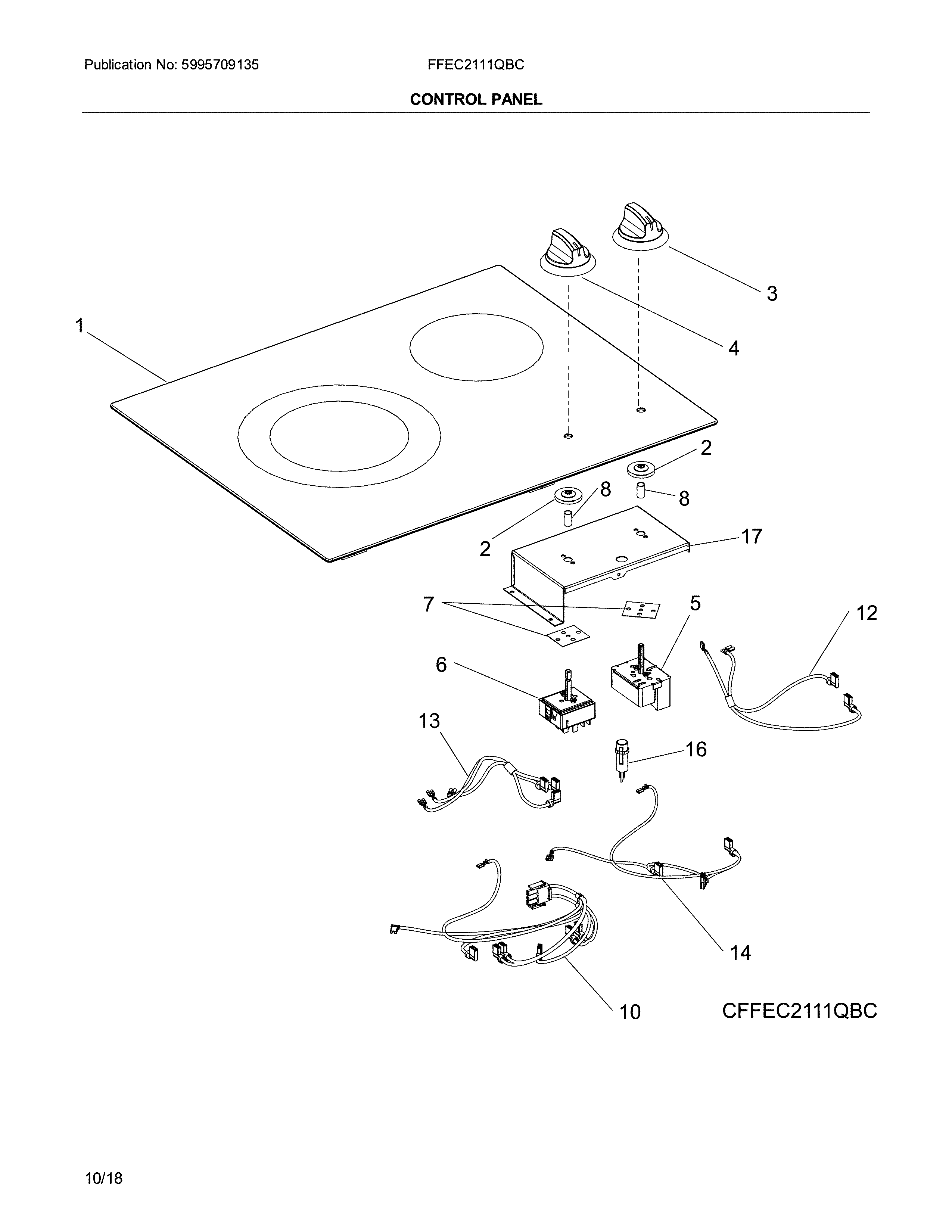 Frigidaire FFEC2111QBC control panel diagram