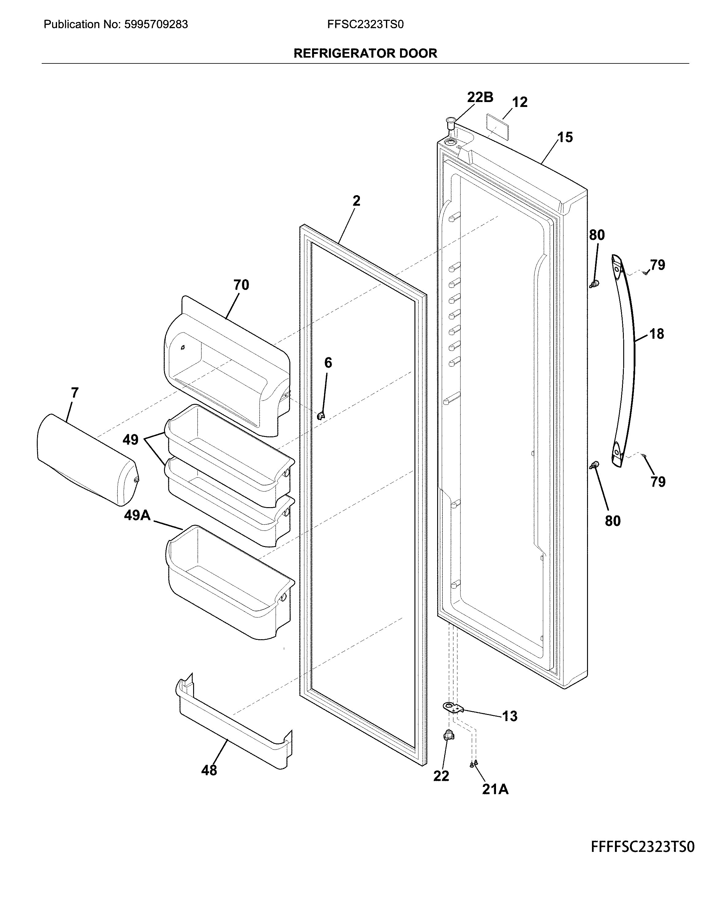 Frigidaire FFSC2323TS0 refrigerator door diagram