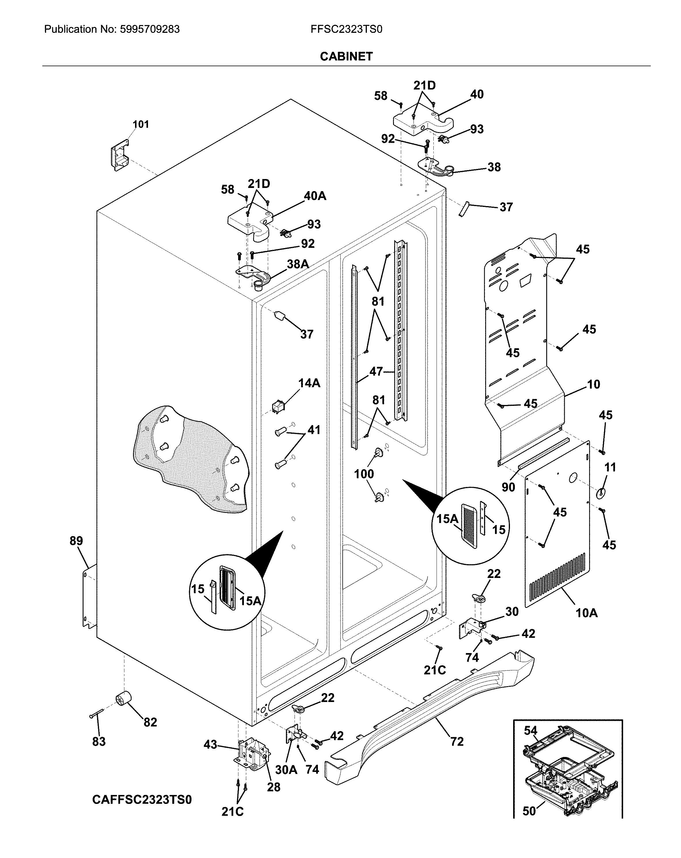 Frigidaire FFSC2323TS0 cabinet diagram