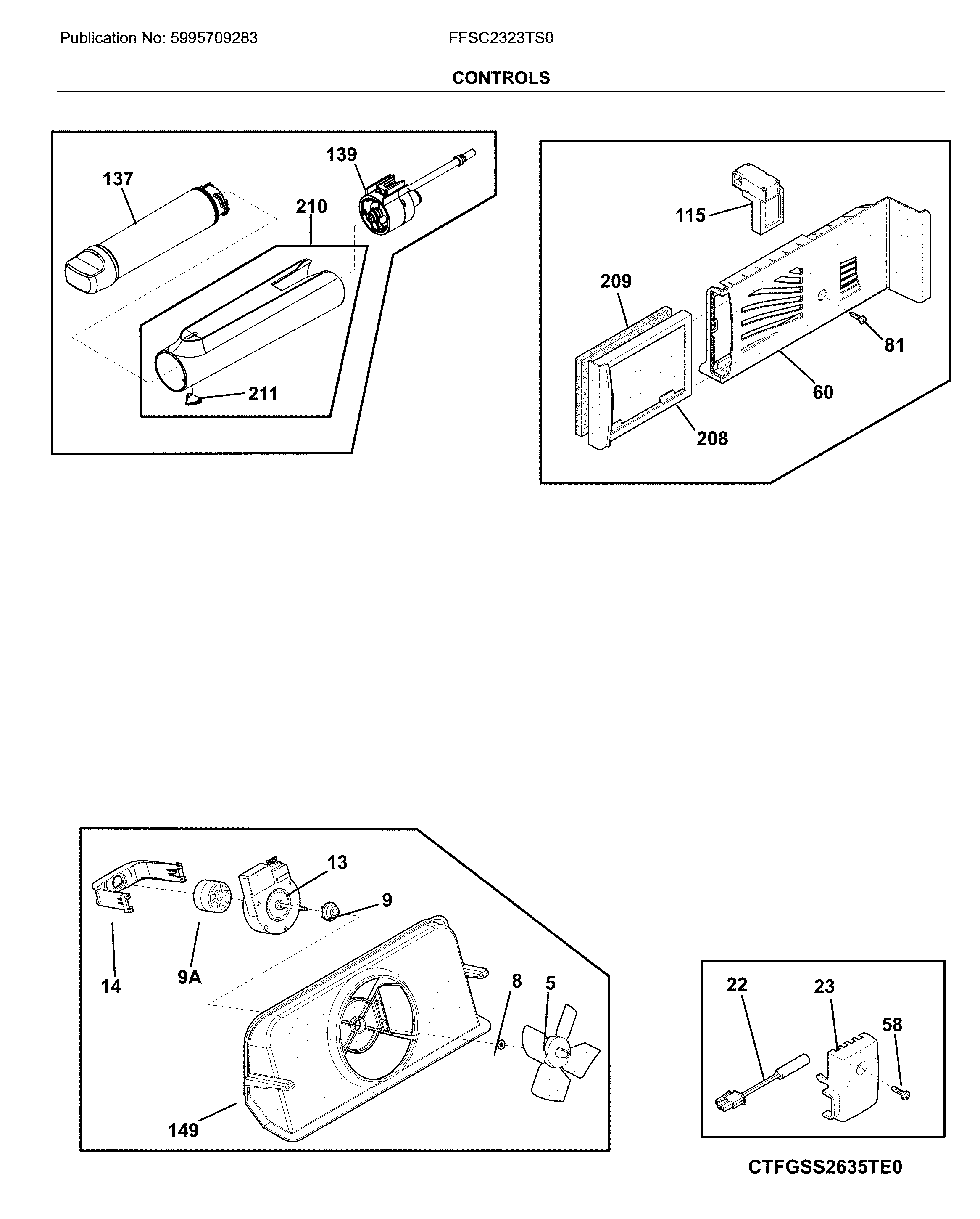 Frigidaire FFSC2323TS0 controls diagram