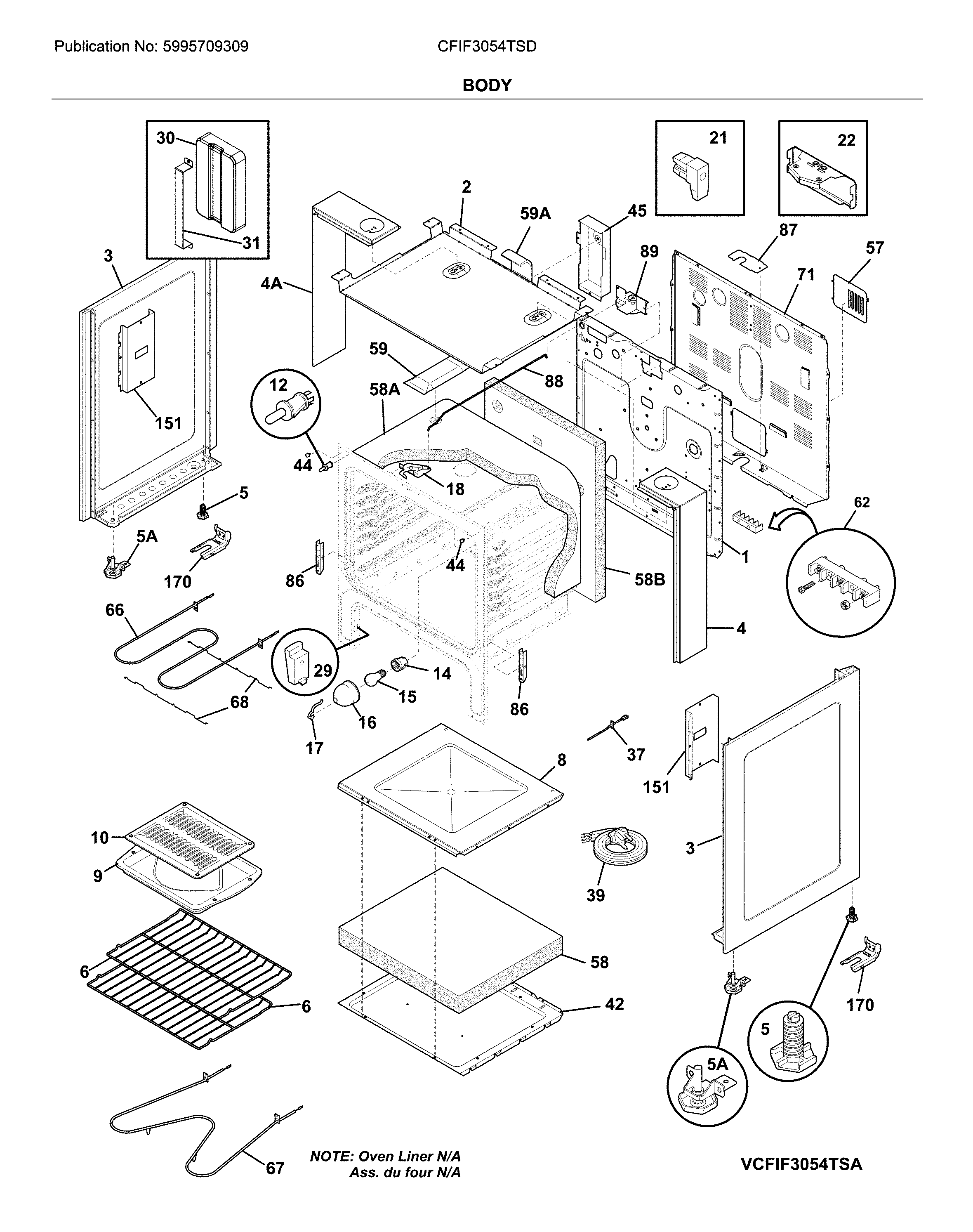 Frigidaire CFIF3054TSD body diagram