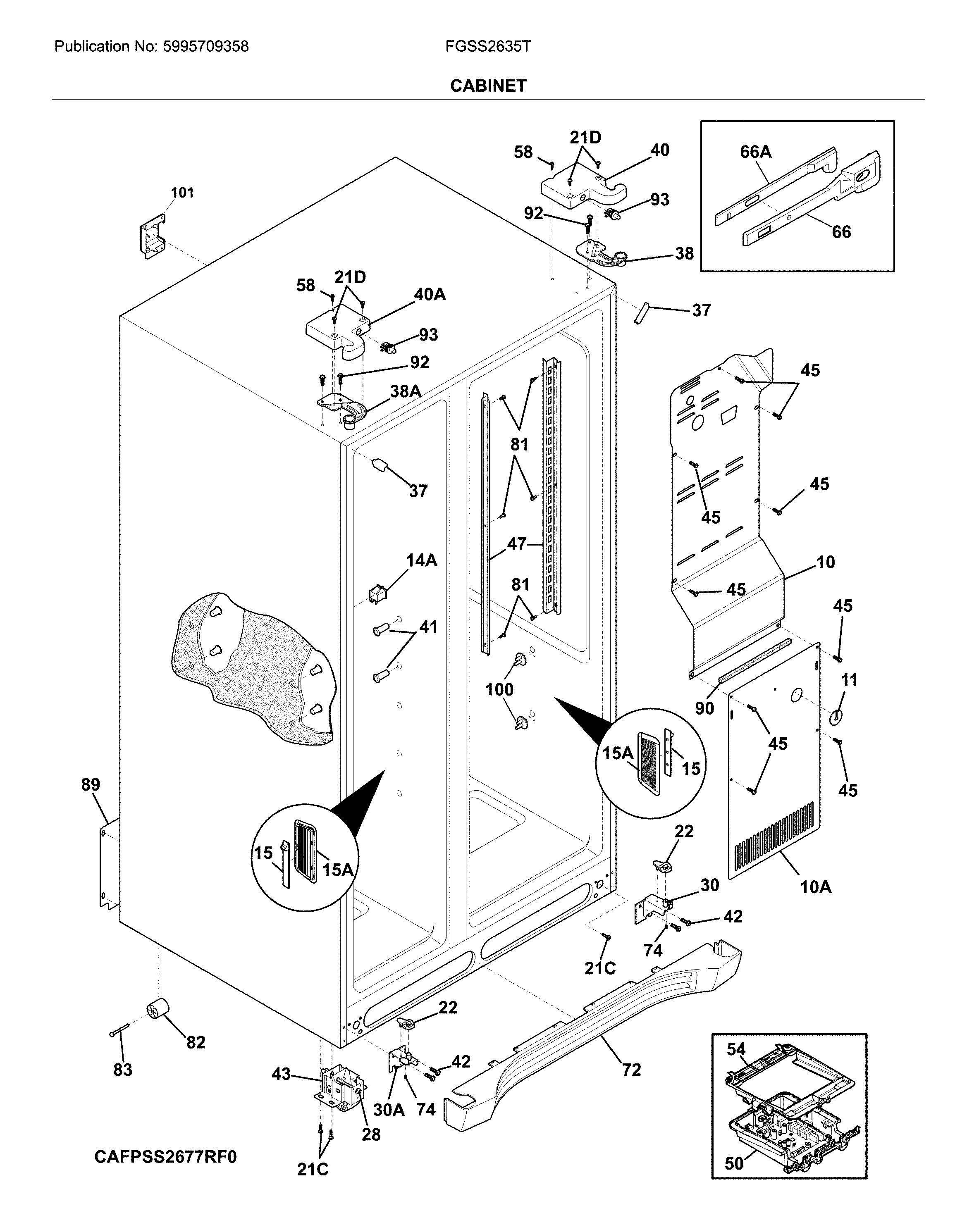 Frigidaire FGSS2635TE4 cabinet diagram