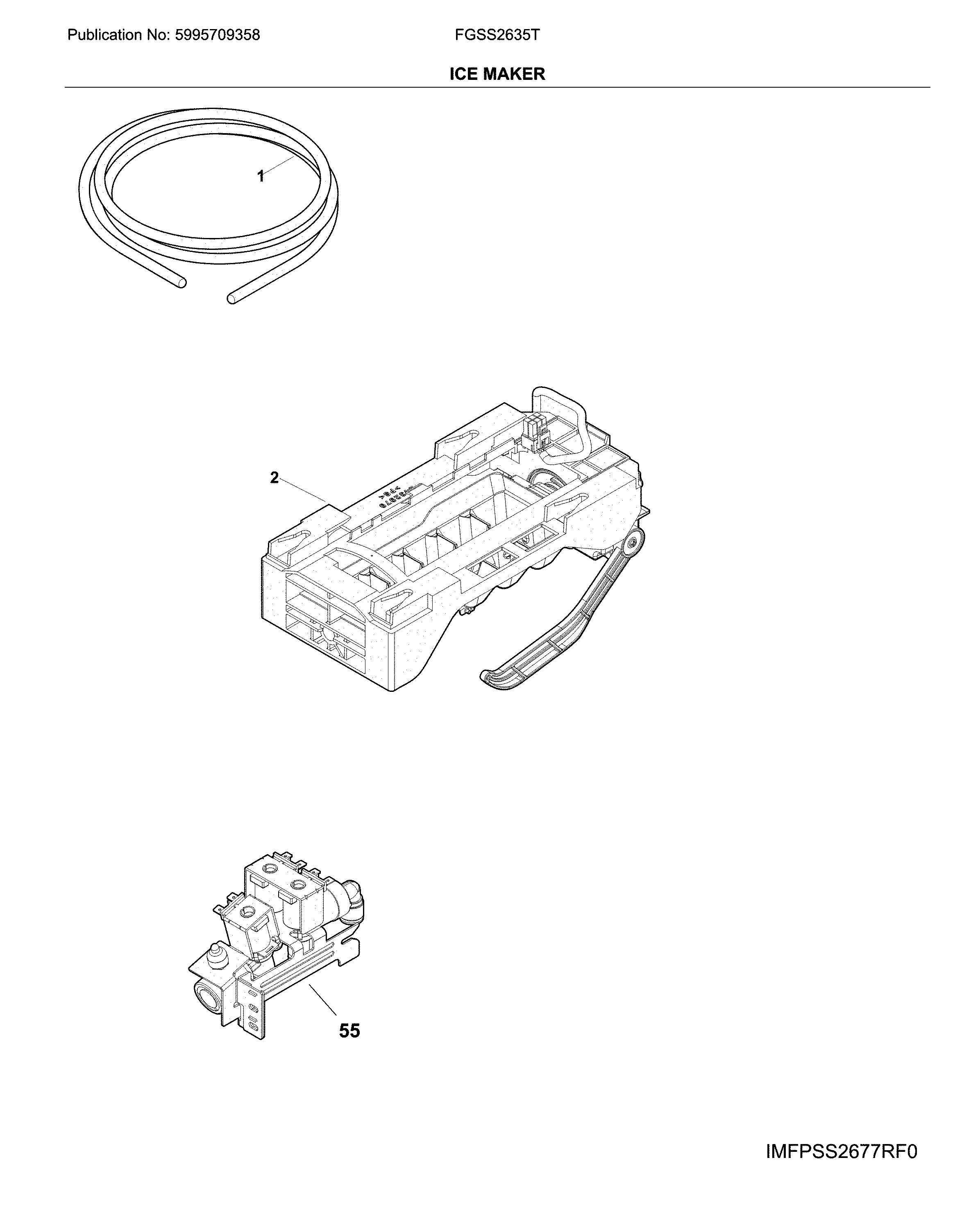 Frigidaire FGSS2635TE4 ice maker diagram
