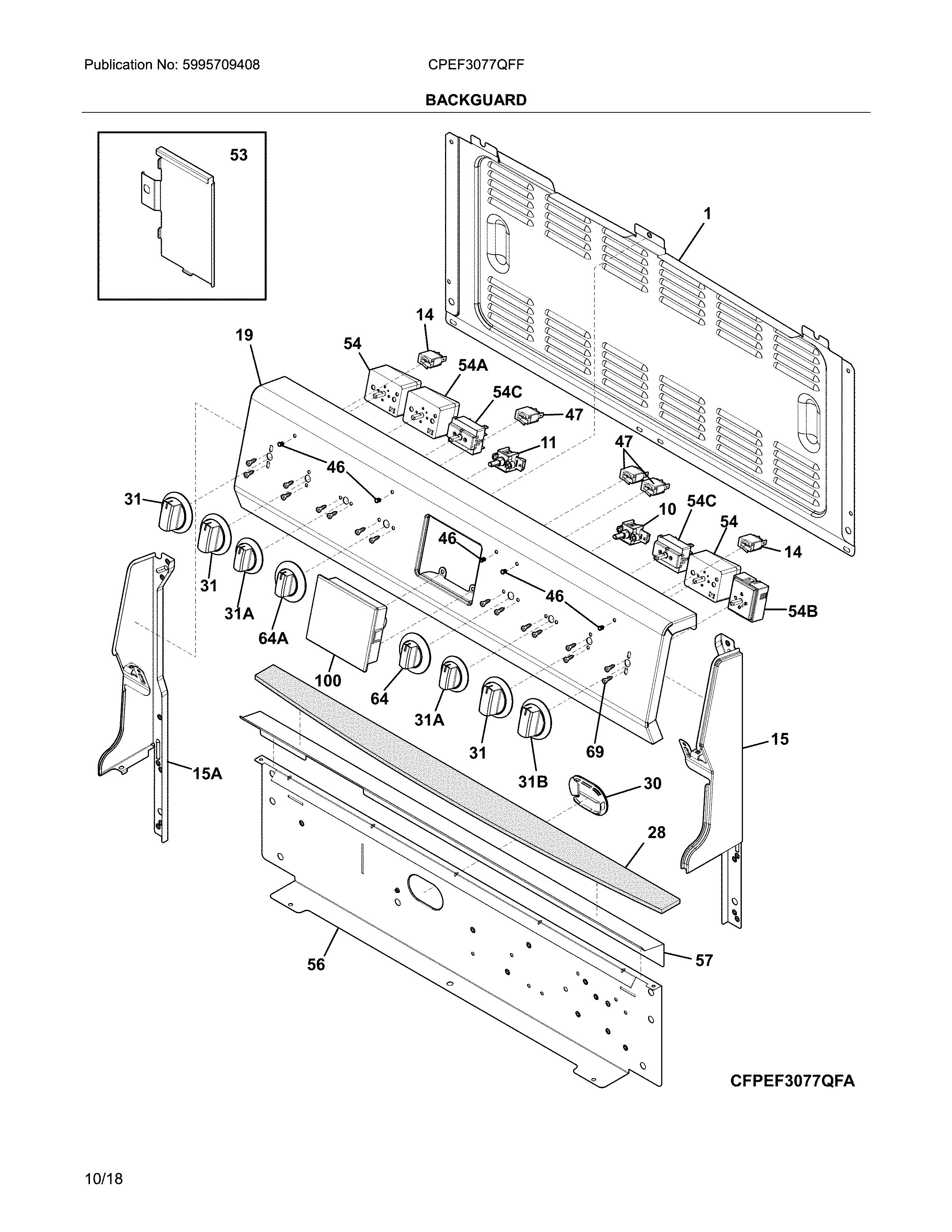 Frigidaire CPEF3077QFF backguard diagram