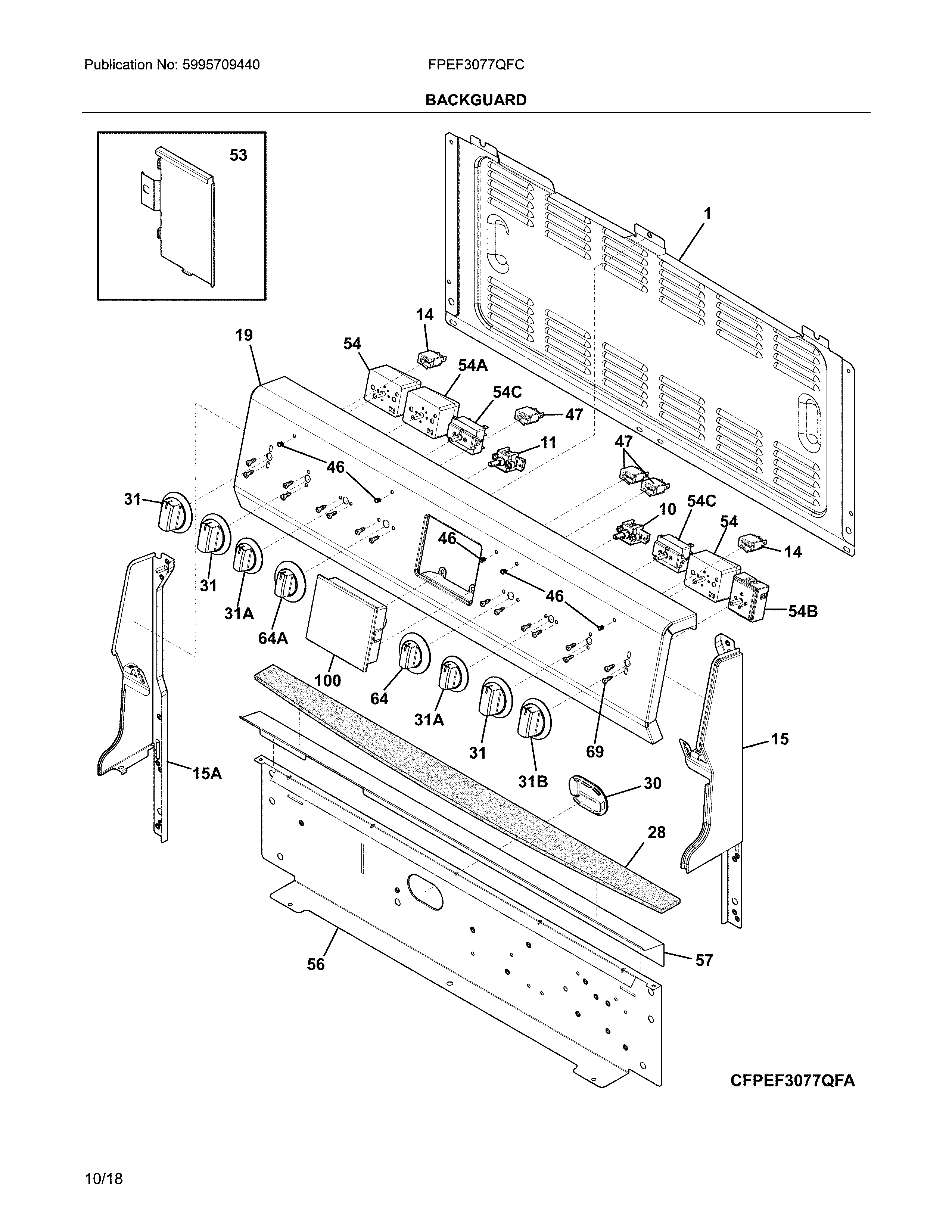 Frigidaire FPEF3077QFC backguard diagram