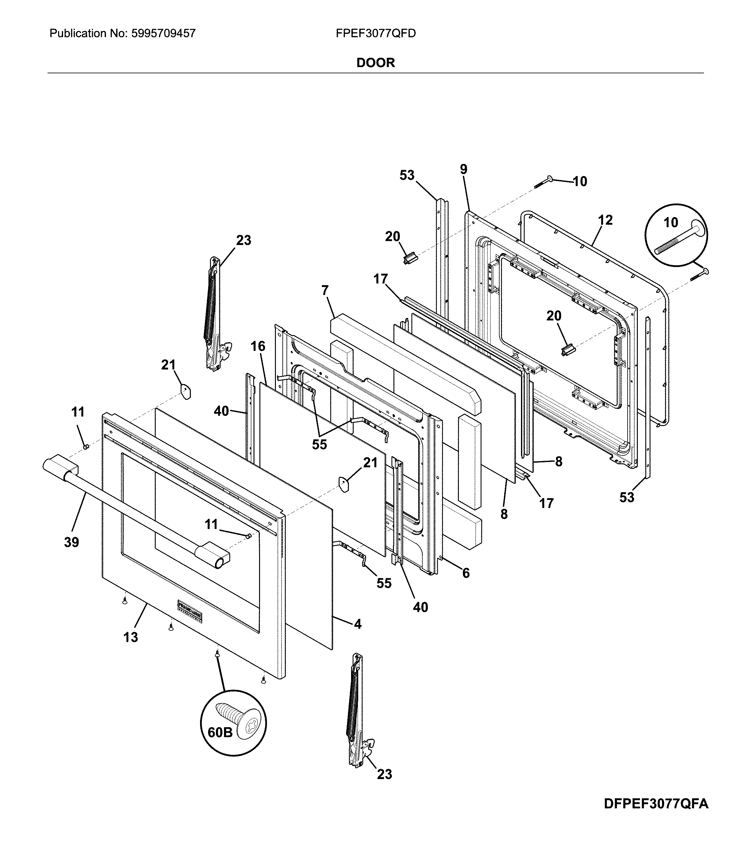 Frigidaire FPEF3077QFD door diagram