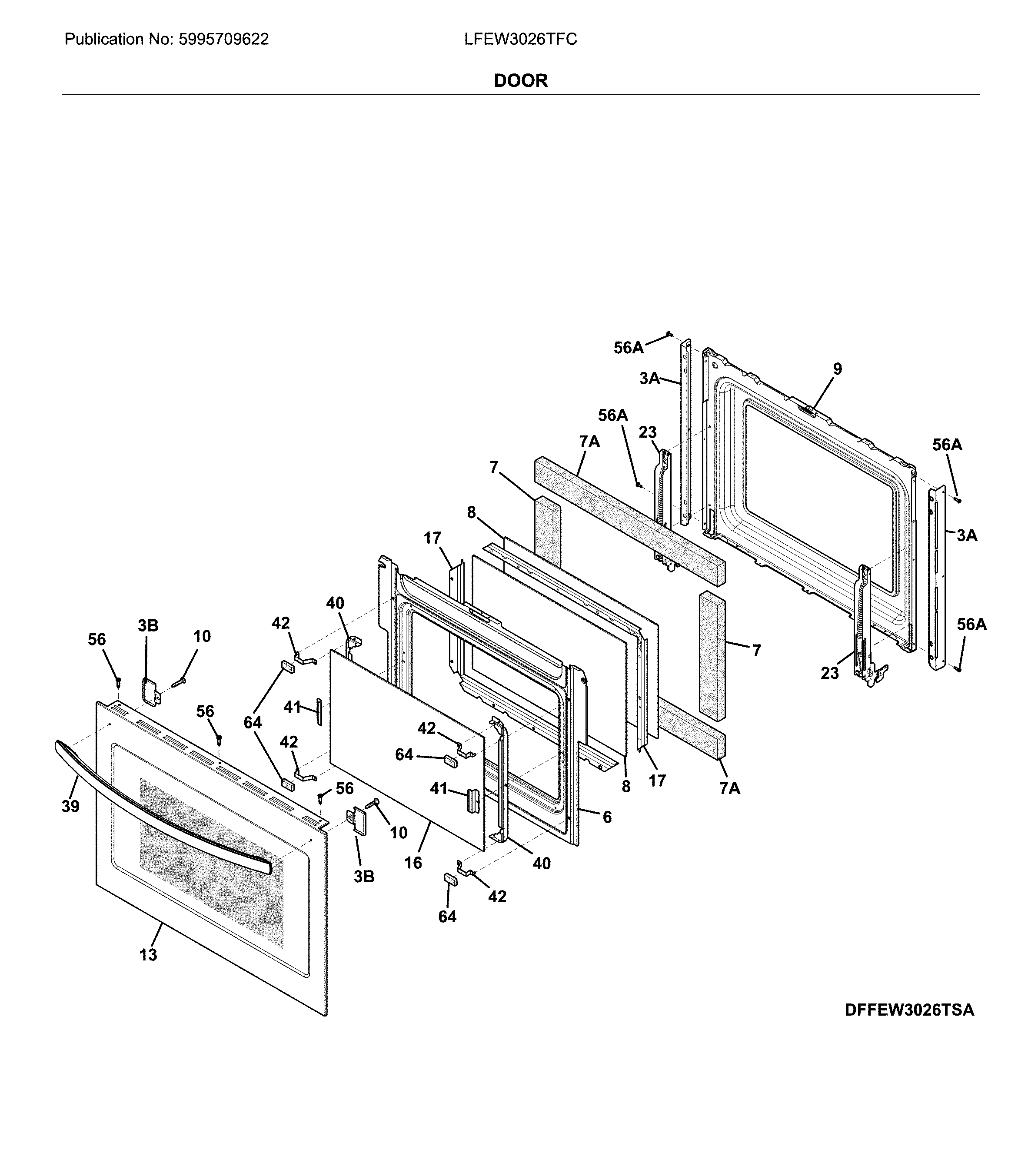 Frigidaire LFEW3026TFC door diagram