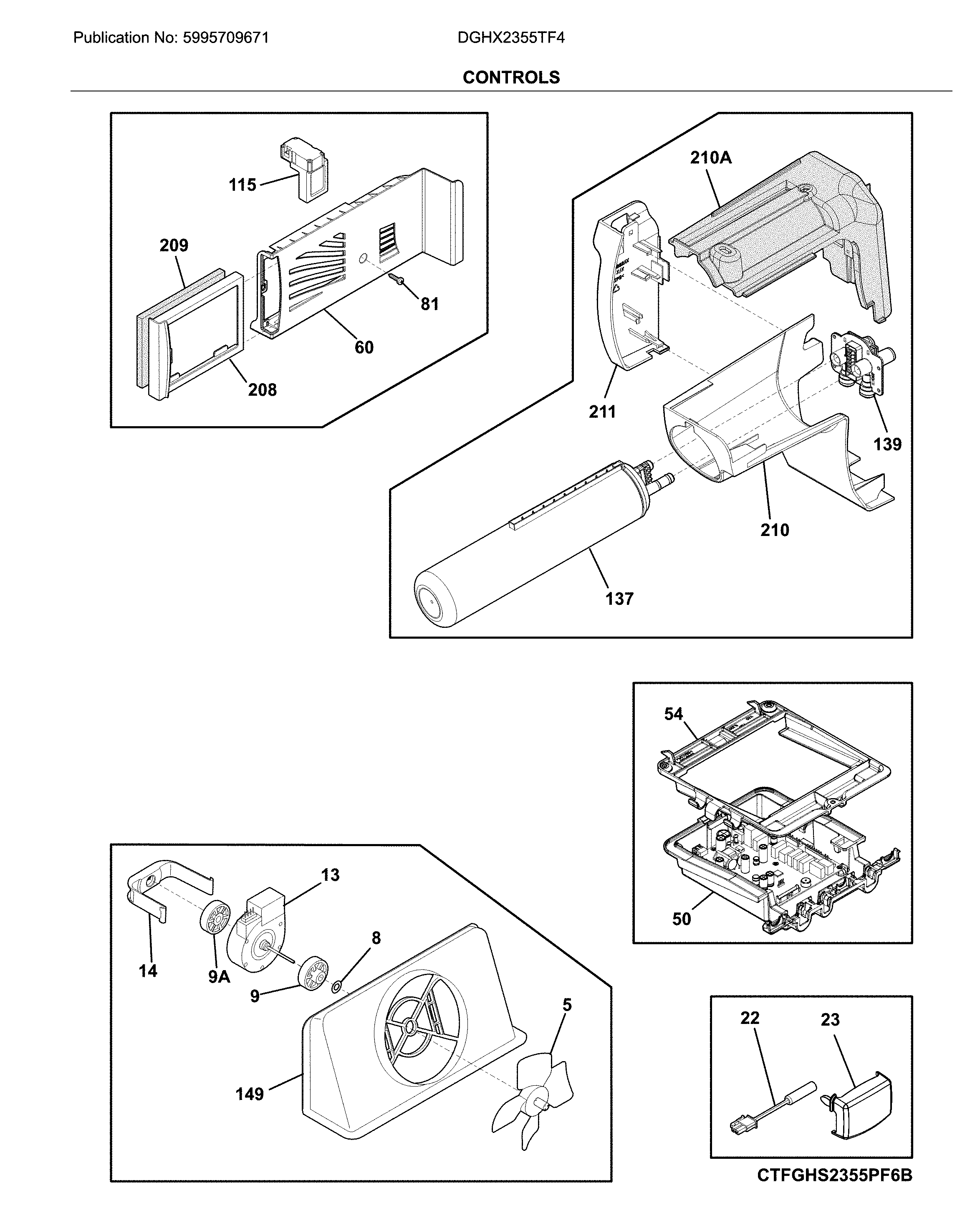 Frigidaire DGHX2355TF4 controls diagram