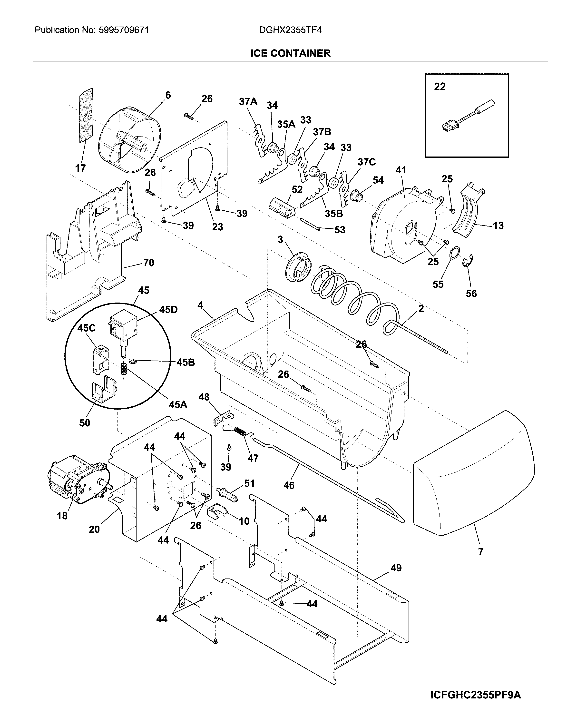 Frigidaire DGHX2355TF4 container diagram