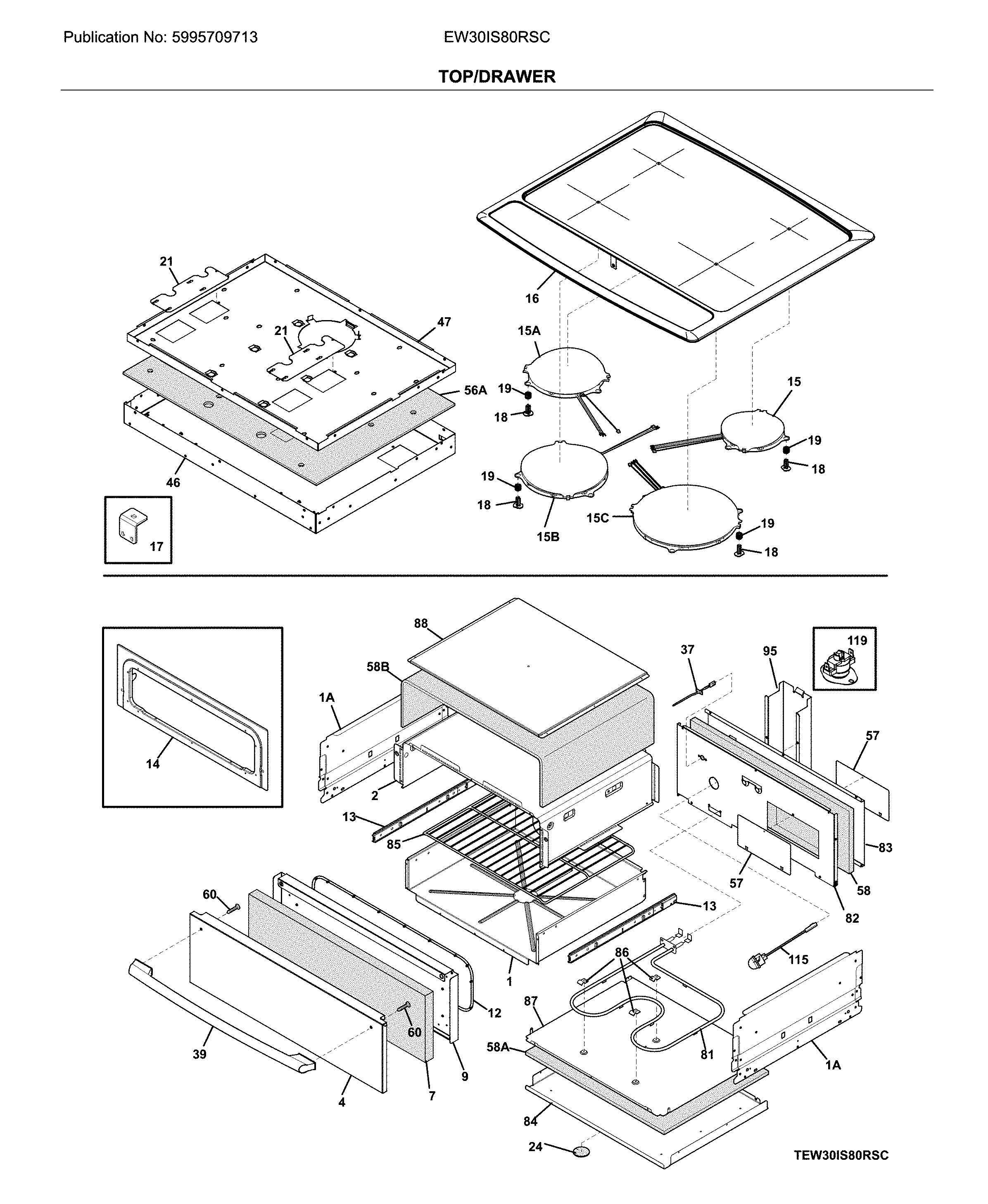 Electrolux EW30IS80RSC top/drawer diagram