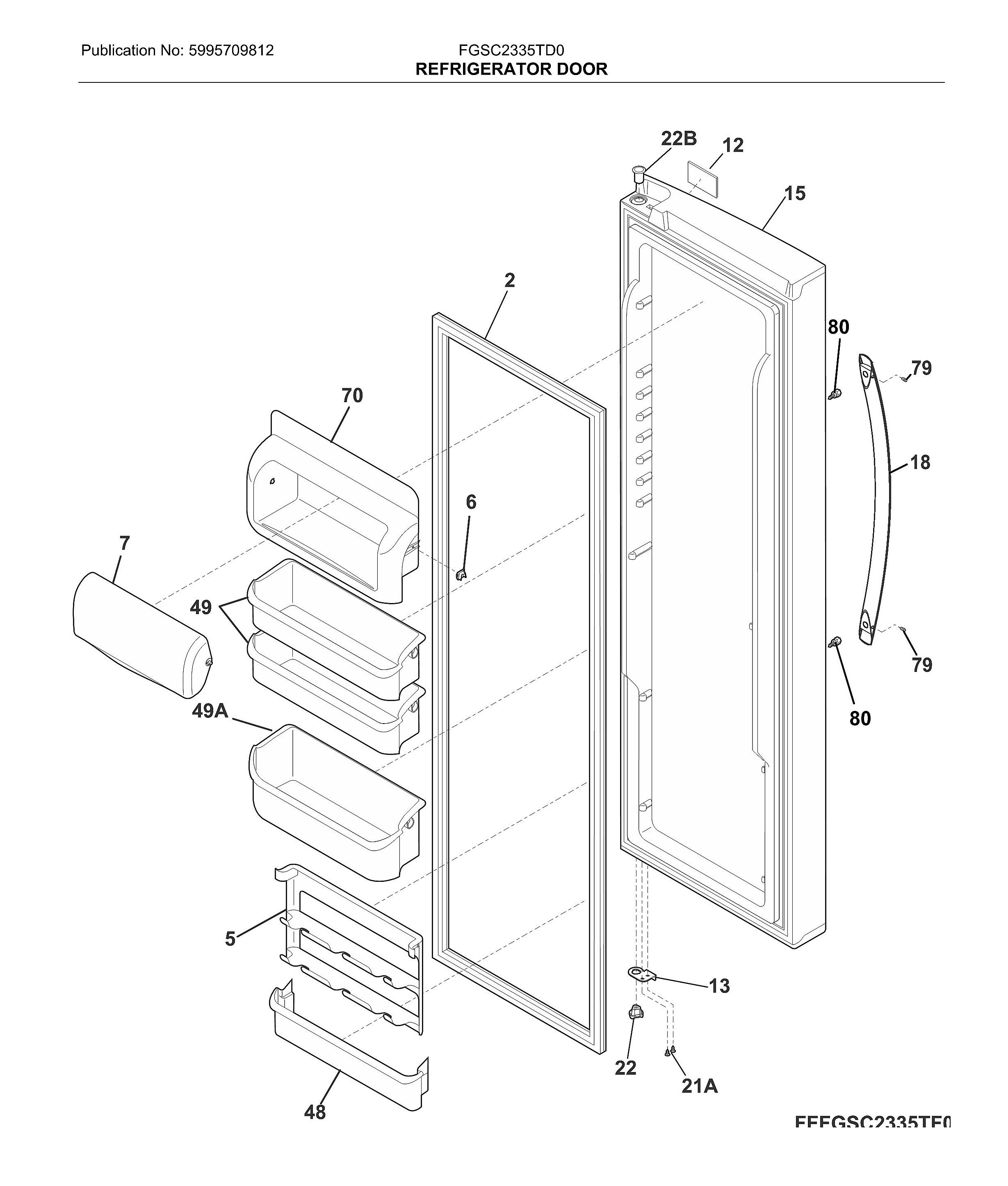 Frigidaire FGSC2335TD0 fresh food door diagram