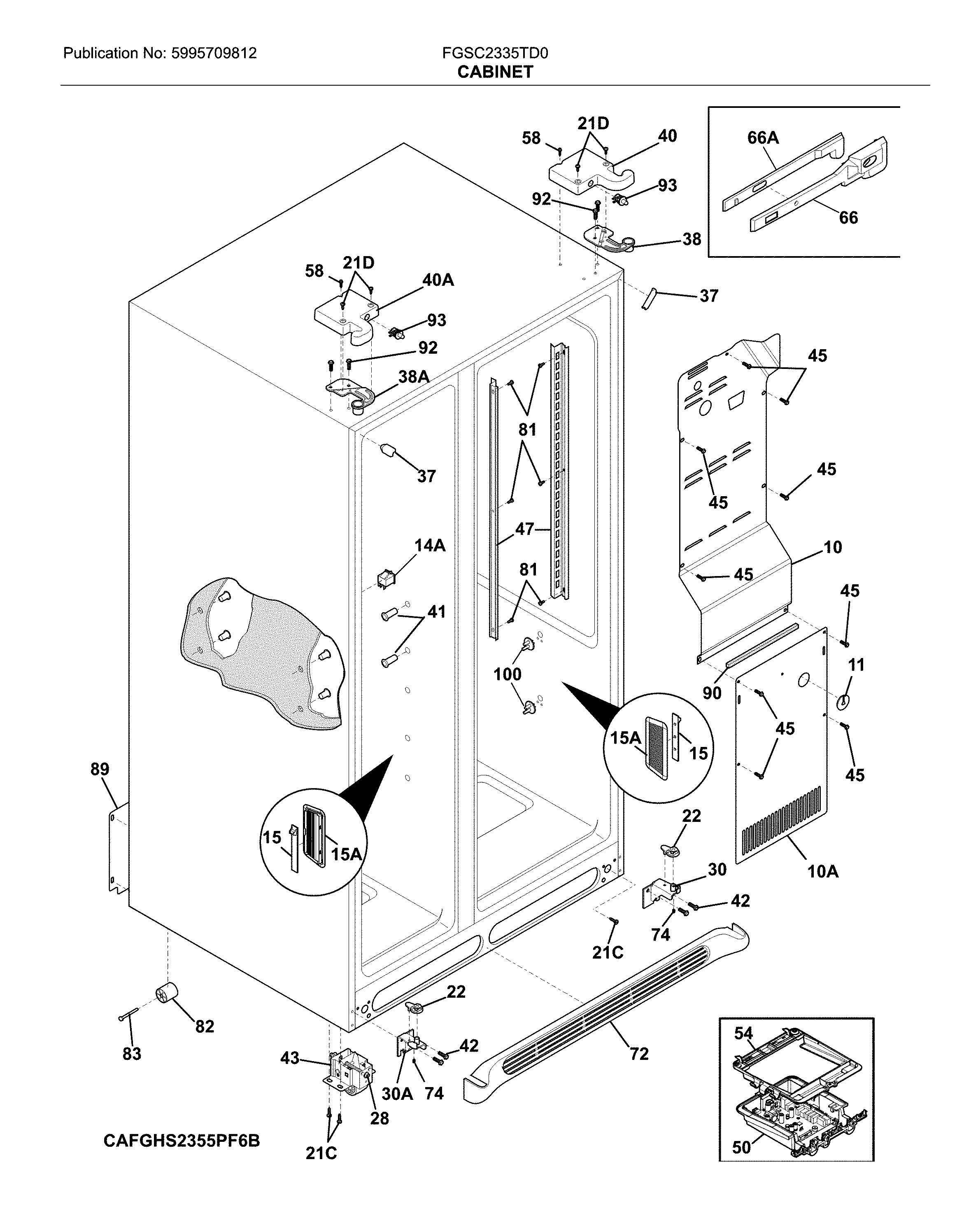 Frigidaire FGSC2335TD0 cabinet diagram