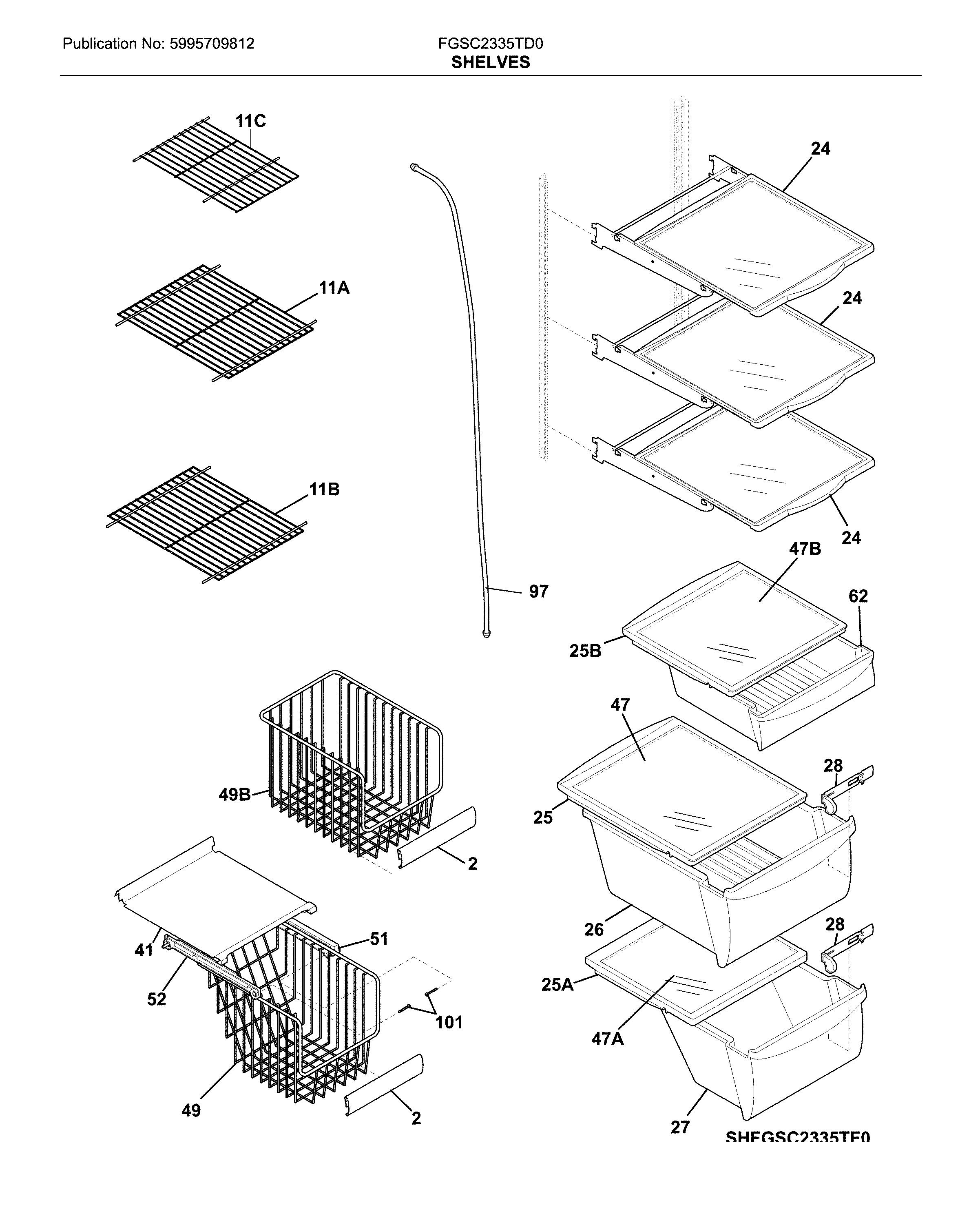 Frigidaire FGSC2335TD0 shleves diagram