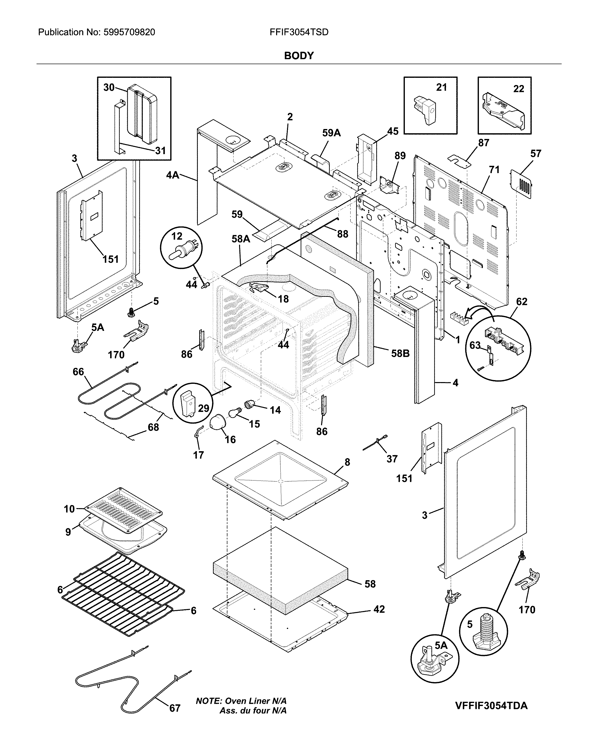Frigidaire FFIF3054TSD body diagram