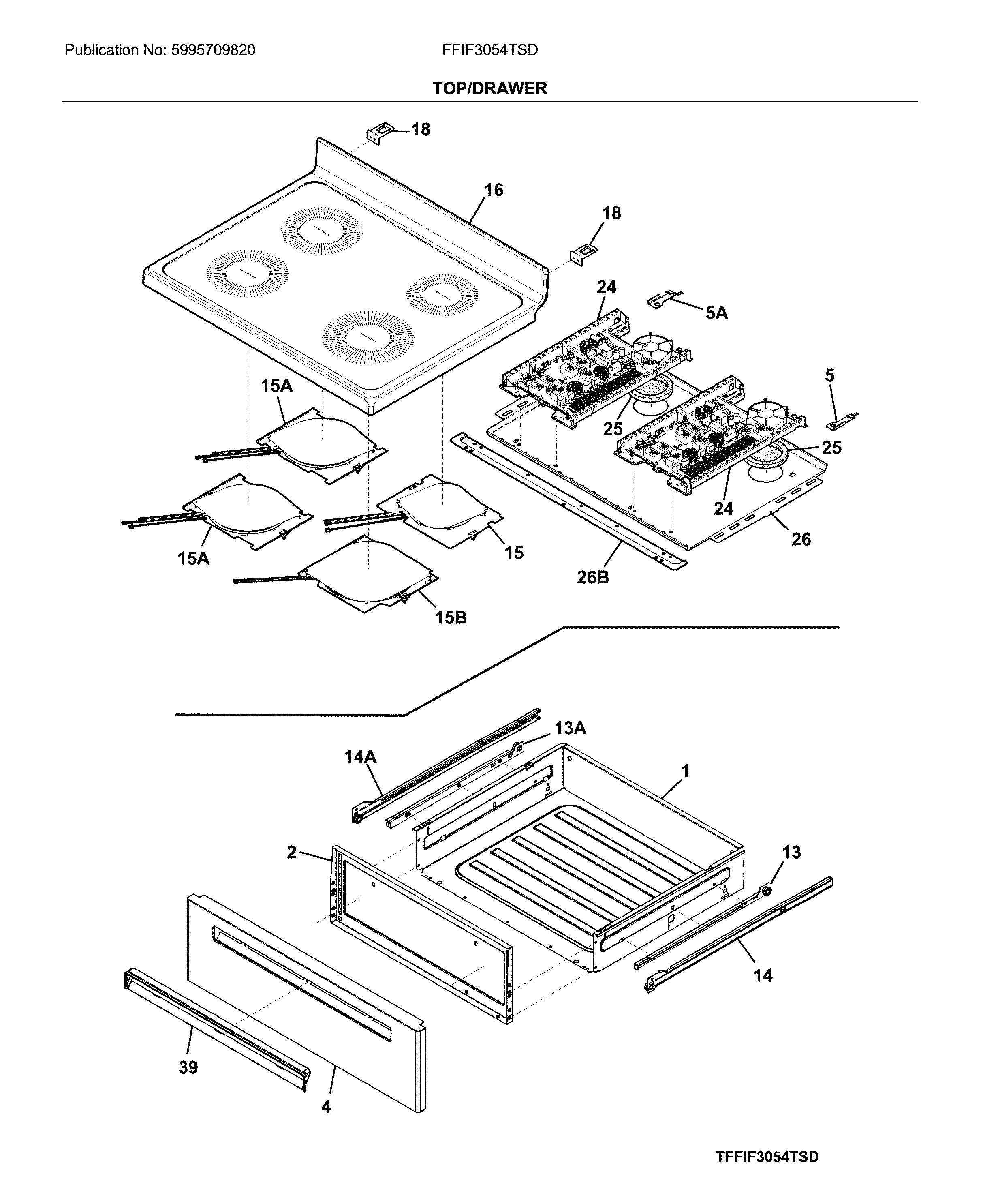 Frigidaire FFIF3054TSD top/drawer diagram