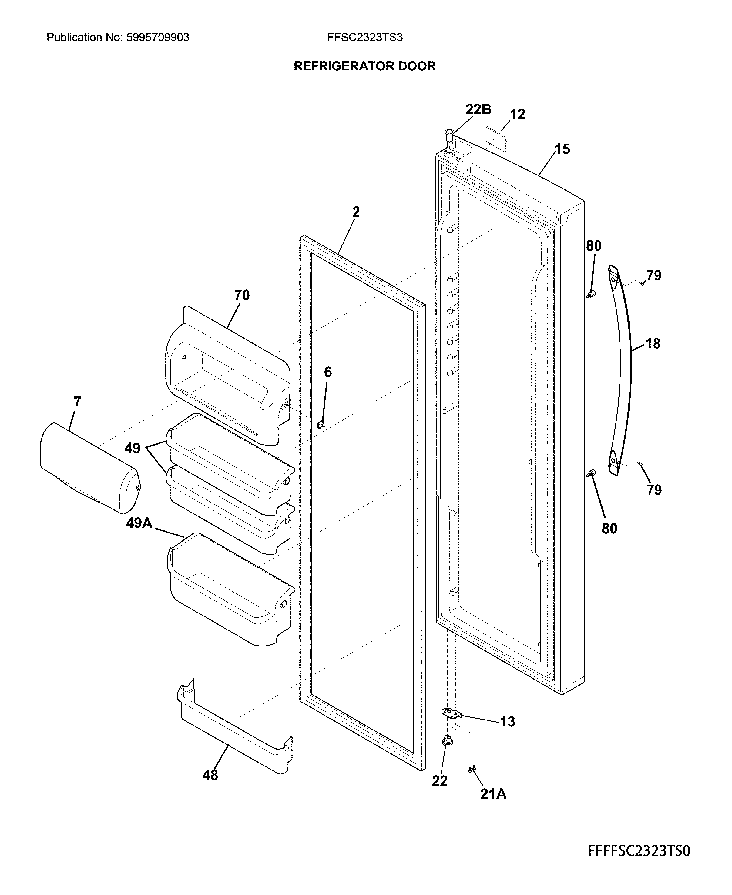 Frigidaire FFSC2323TS3 refrigerator door diagram