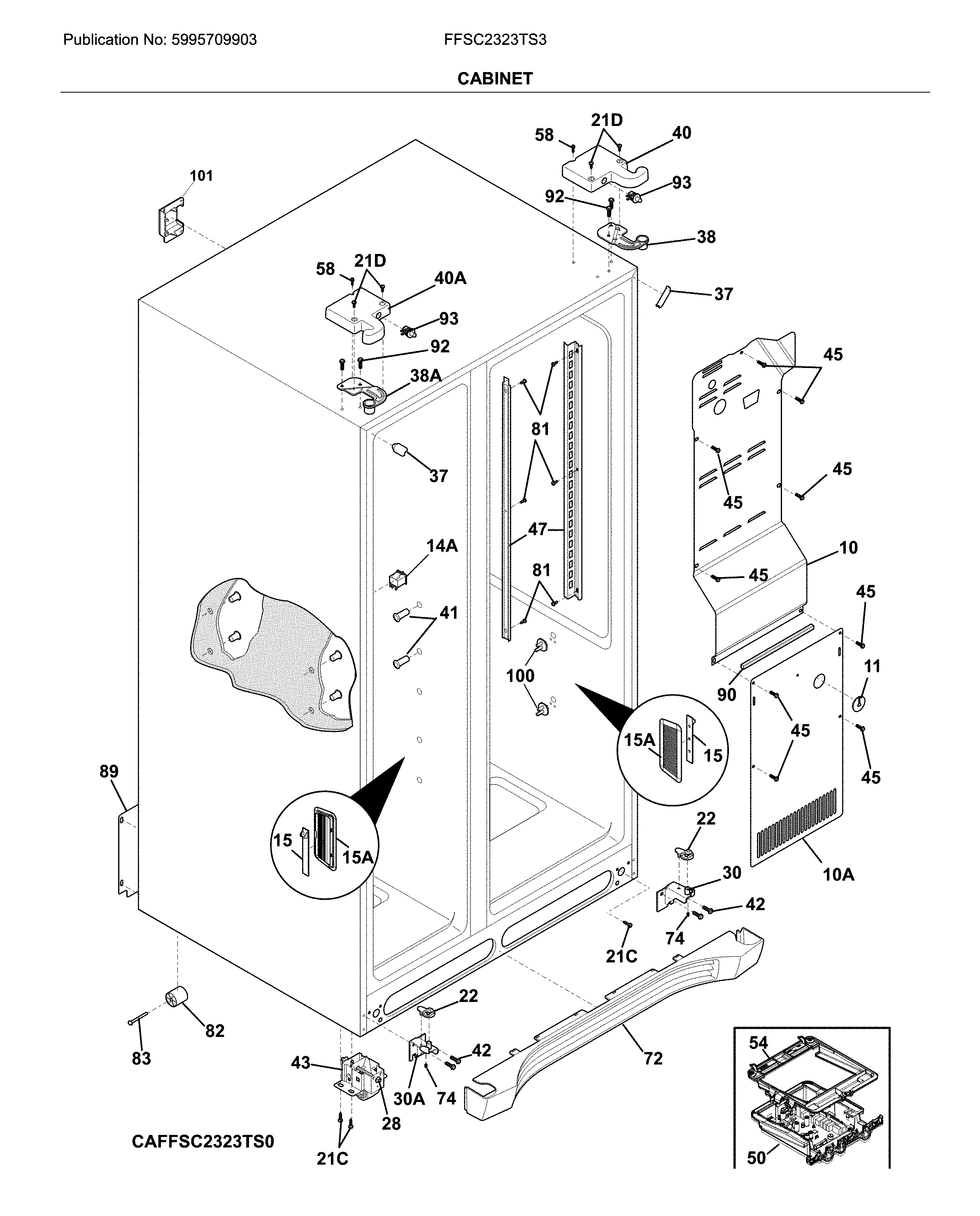Frigidaire FFSC2323TS3 cabinet diagram